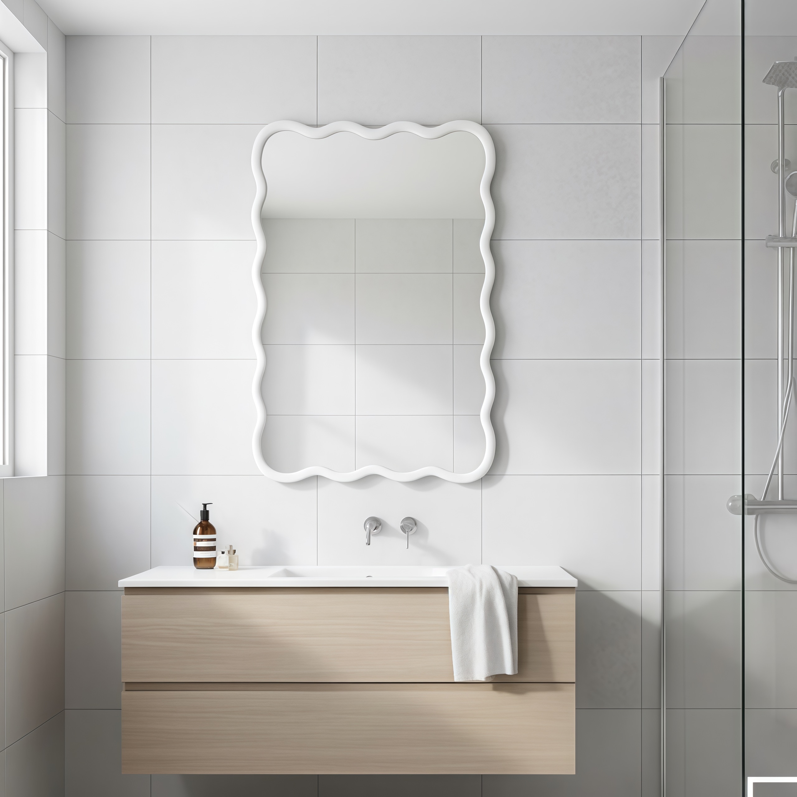 KWPZQEB Bathroom Vanity Mirror 20-in W x30-in H Decorative Wall Mirror for  Bedroom Entryway Living Room and Dresser-White