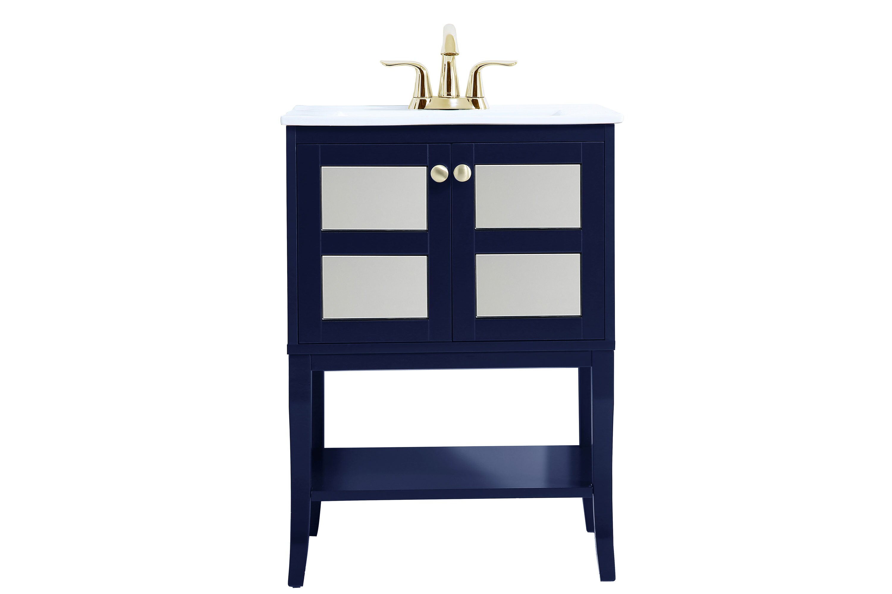 Elegant Decor HF6303MRBL Home Furnishing 24-in Blue Undermount Single Sink Bathroom Vanity with White Acrylic Top