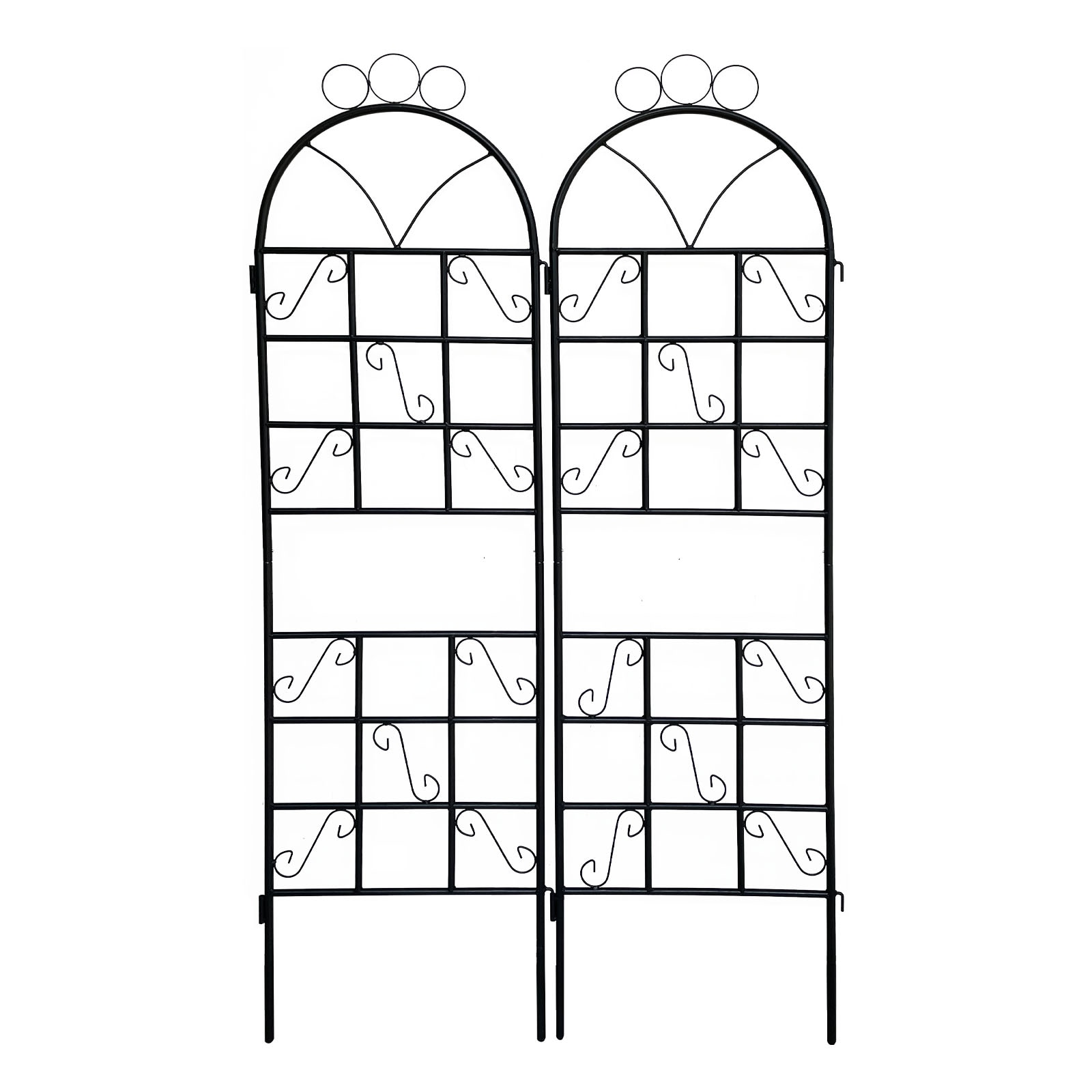 Maocao Hoom JLW6127049 1Set (2pcs) Metal Garden Trellis 19.6-in W x 72-in H Black Iron Traditional Garden Trellis For Climbing Plants For Cucumbers
