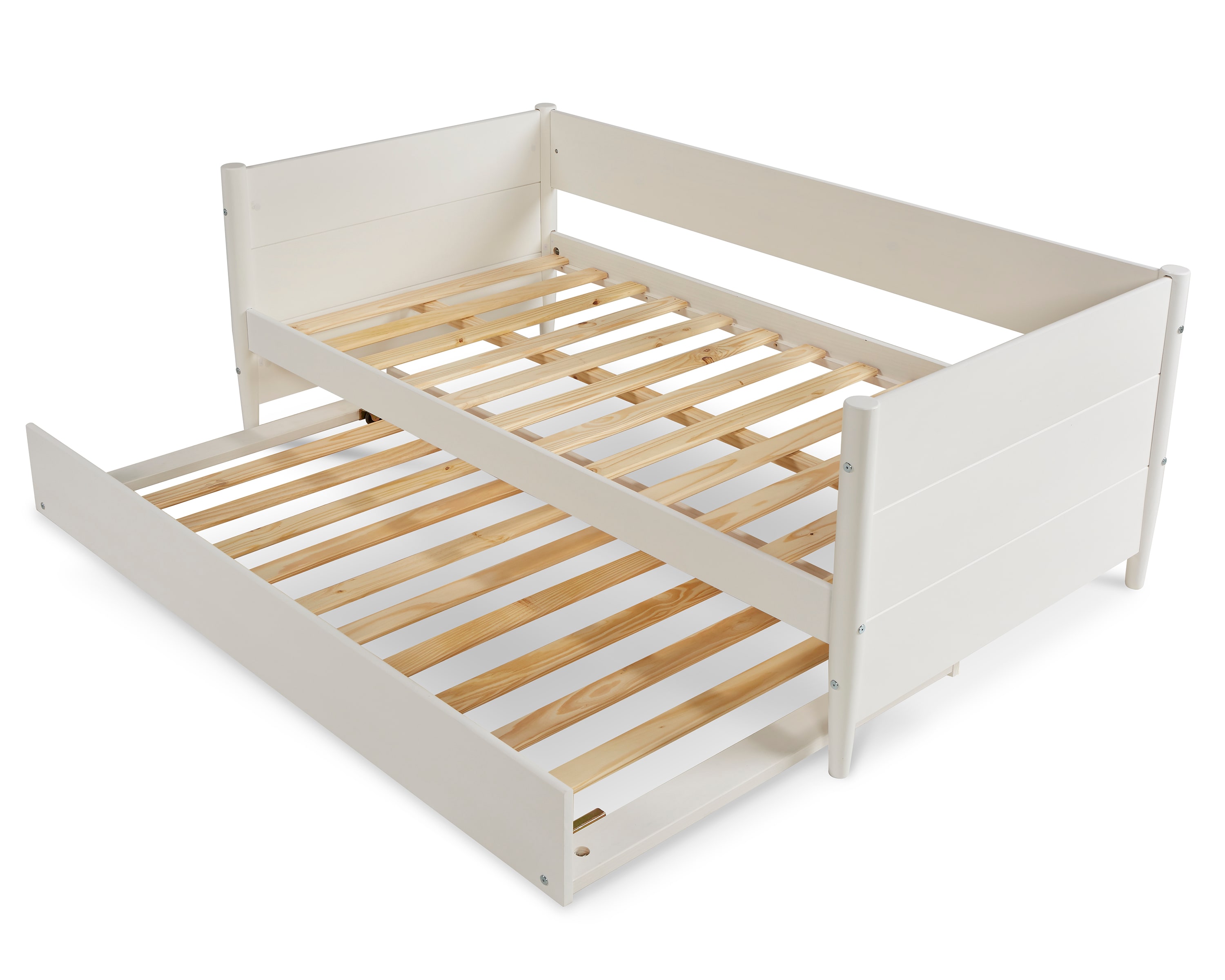White Twin Wood Daybed with Trundle and Slats