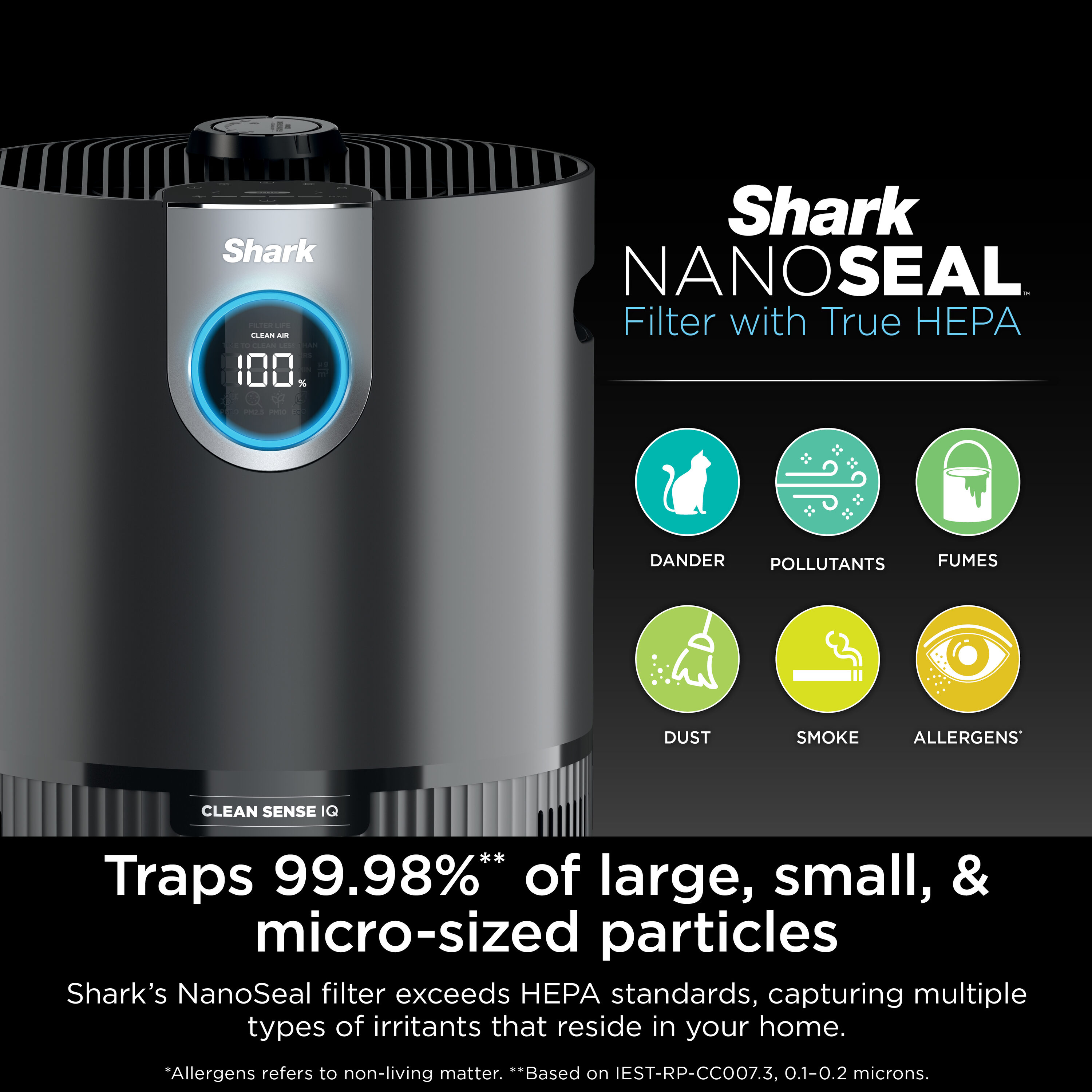 Shark Clean Sense Air Purifier 500, Clean Sense IQ, NanoSeal True