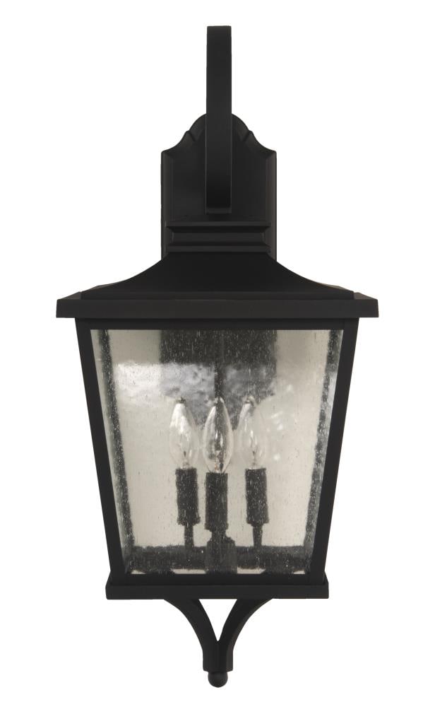 Tillman Matte Black 26.5" Outdoor Wall Lantern with Seeded Glass