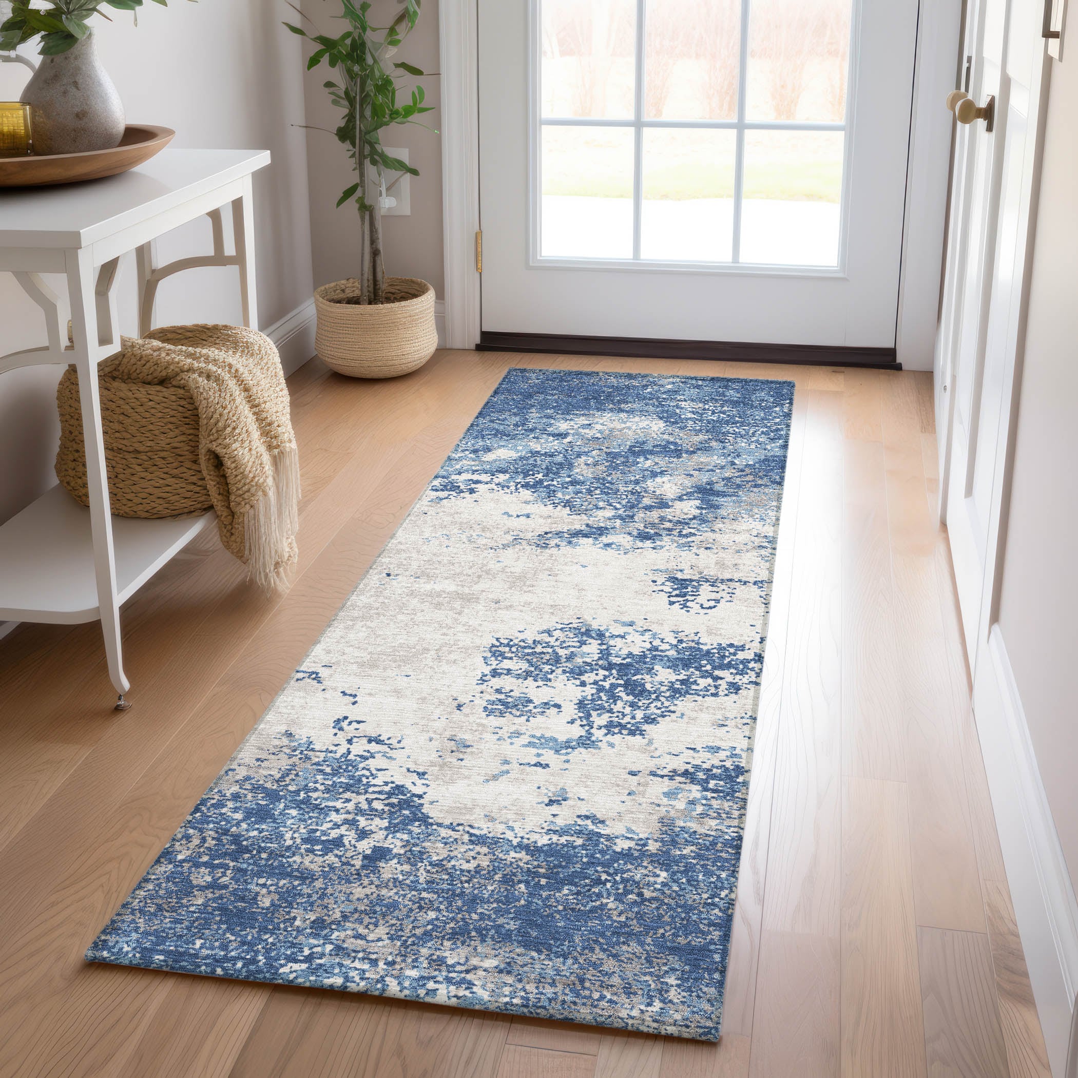 Addison Rugs ACN1027NA2X8 Chantille ACN1027NA 2 x 7 (ft) Polyester Navy Rectangular Indoor/Outdoor Geometric Machine washable Runner rug
