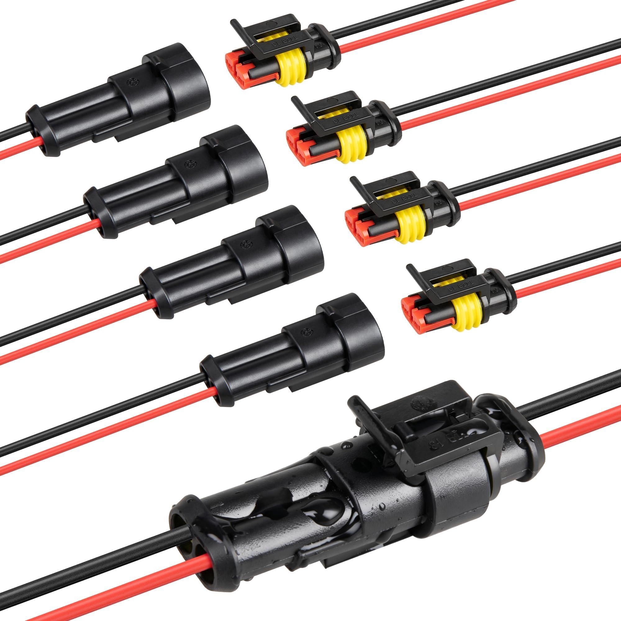 Afoxsos  16 AWG 2 Pin Waterproof Wire Connectors Male and Female Electrical Plug Socket for Automotive Truck Motorcycle Marine Boats 5 Kits