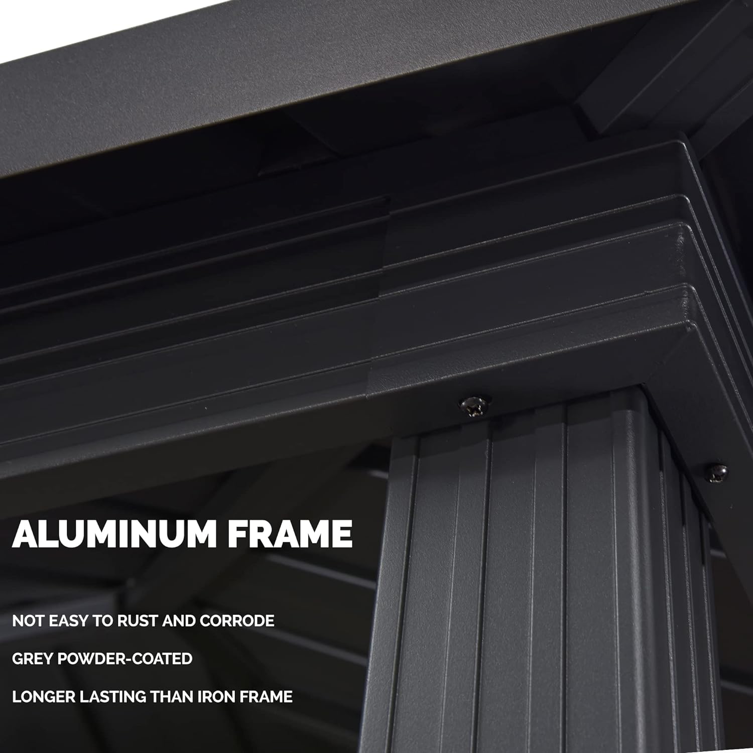Gray 6' x 8' Hardtop Grill Gazebo with Double Steel Roof
