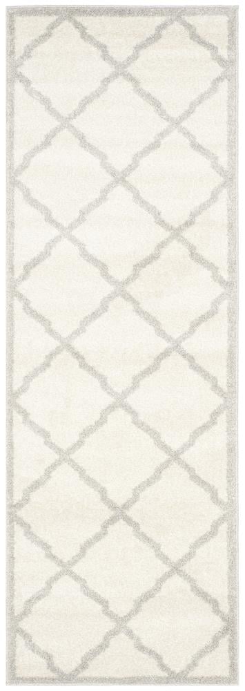 Safavieh AMT421E-27 Lowell 2 x 7 (ft) Loomed Polypropylene Beige/Light Gray Rectangular Indoor/Outdoor Trellis Runner rug