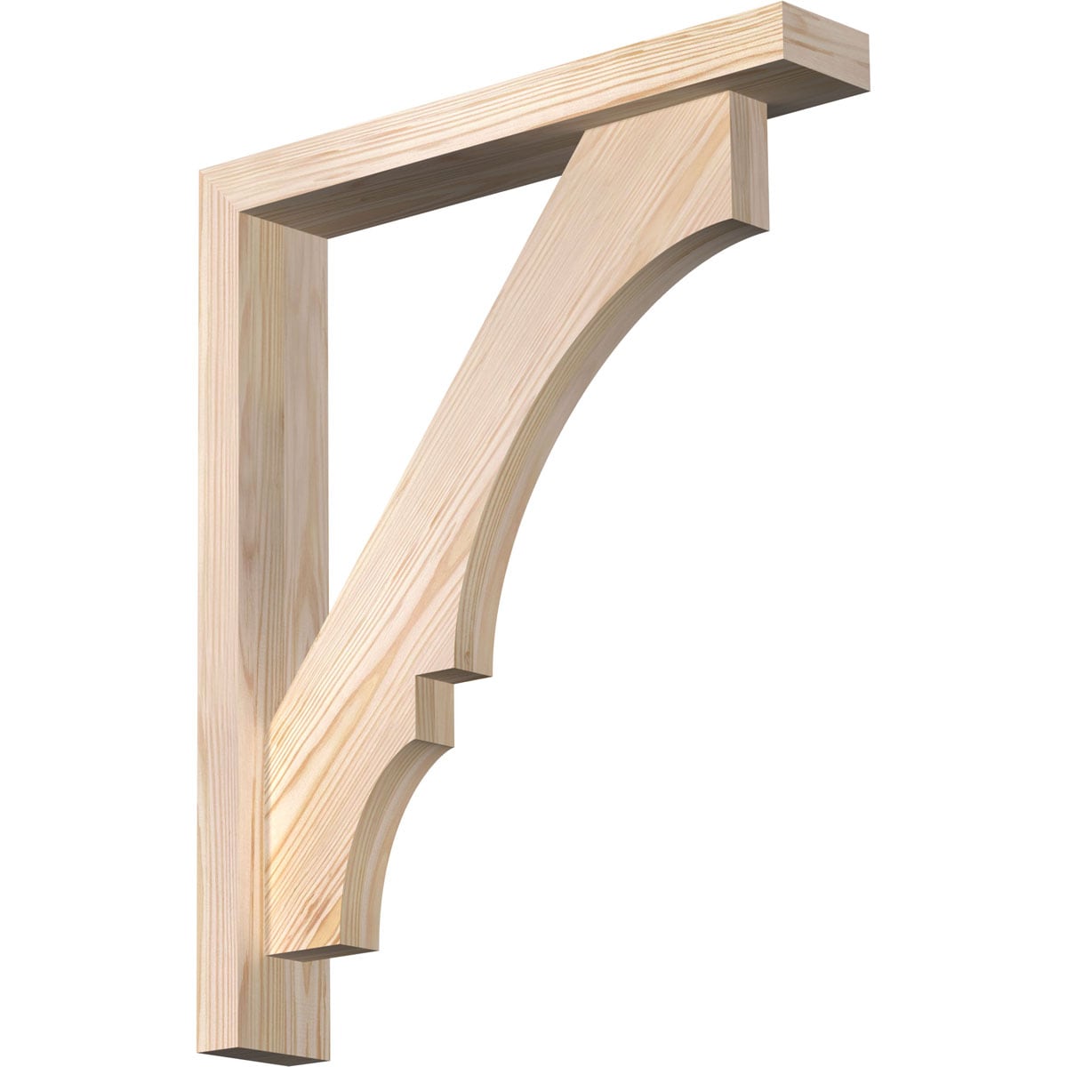 Ekena Millwork 1462117 Balboa Block Smooth Bracket with Offset Brace 3-1/2-in x 20-in x 24-in Douglas fir Brown Wood Standard bracket