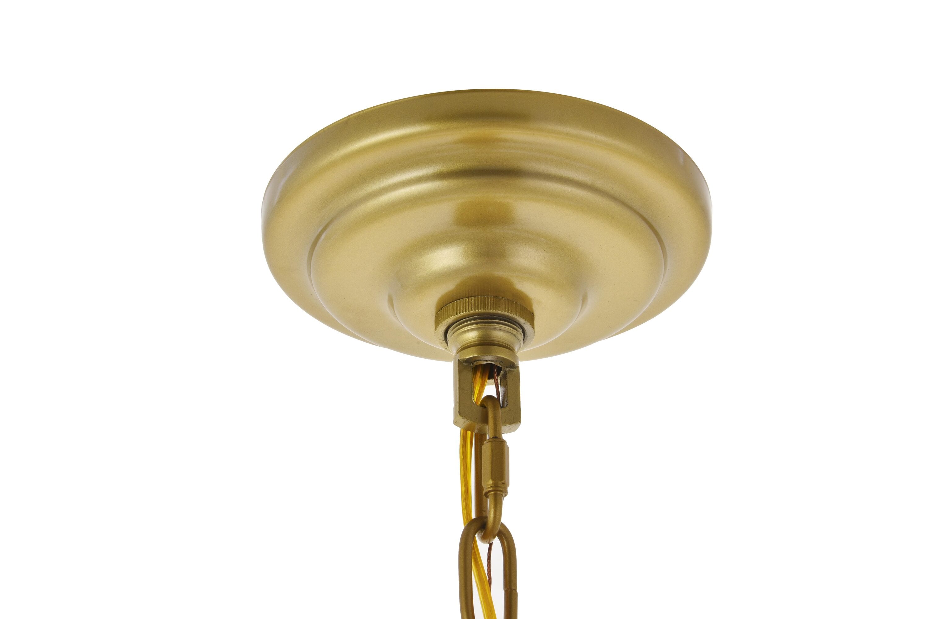 Elegant Brass and Glass 5-Light Pendant Chandelier
