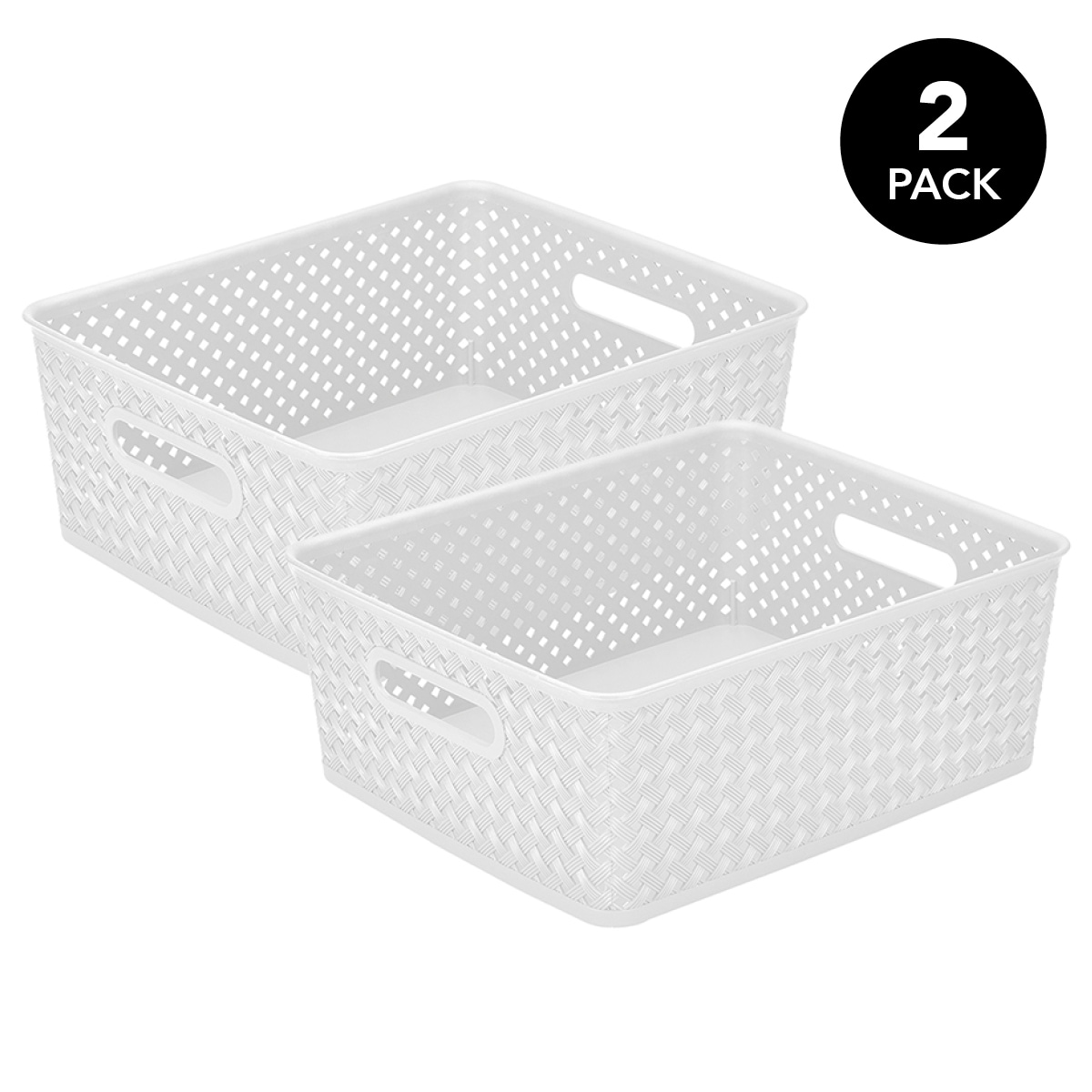 Simplify 25168-WHT-2PK ( 7.7-in W x 4.7-in H x 14.6-in D ) White Plastic Stackable Basket
