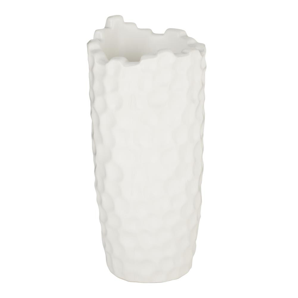 CosmoLiving by Cosmopolitan Tall Cylinder White Porcelain Vase with ...