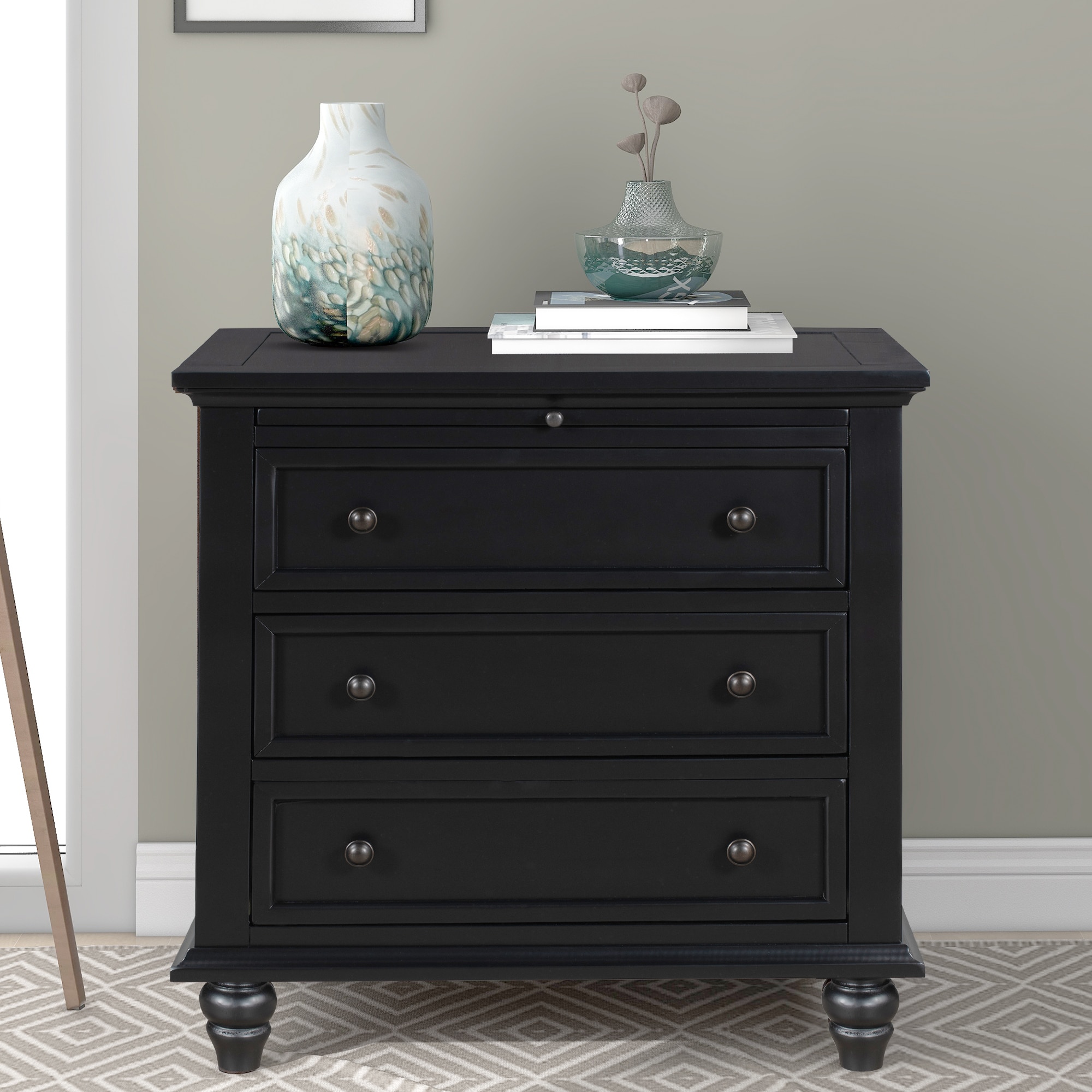 ModernLuxe WF319367AAB 3Drawer Storage Wood Cabinet End Table with Pull out Tray As Same As WF296671AAB