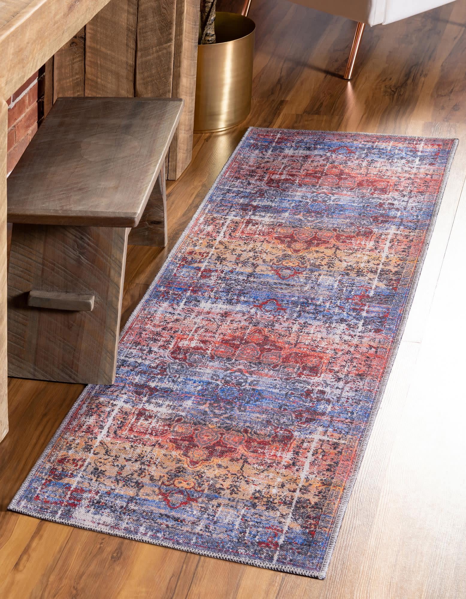 Unique Loom 3166884 Renaissance 2 x 13 (ft) Loomed Polyester Autumn Washable Rectangular Indoor Medallion Runner rug