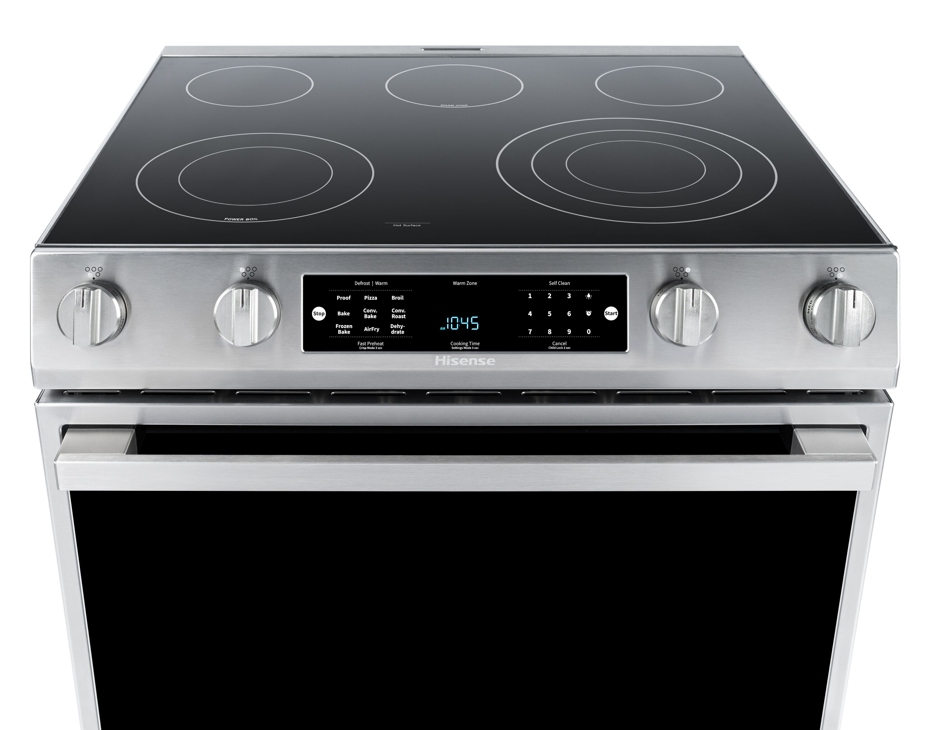 Midea 30-in Glass Top 5 Burners 6.3-cu ft Self-Cleaning Air Fry