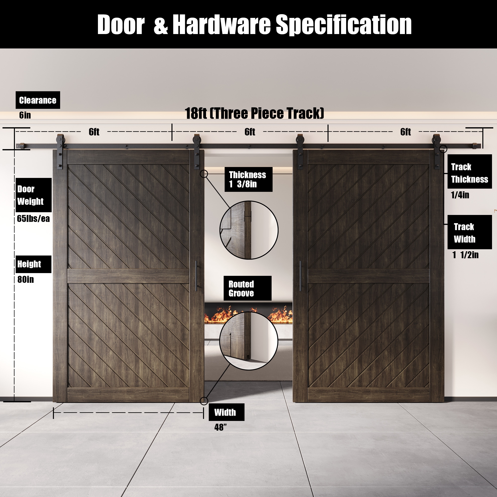 HOMACER YT2H216C-XT2-4880-EB Barn-Doors - View #2