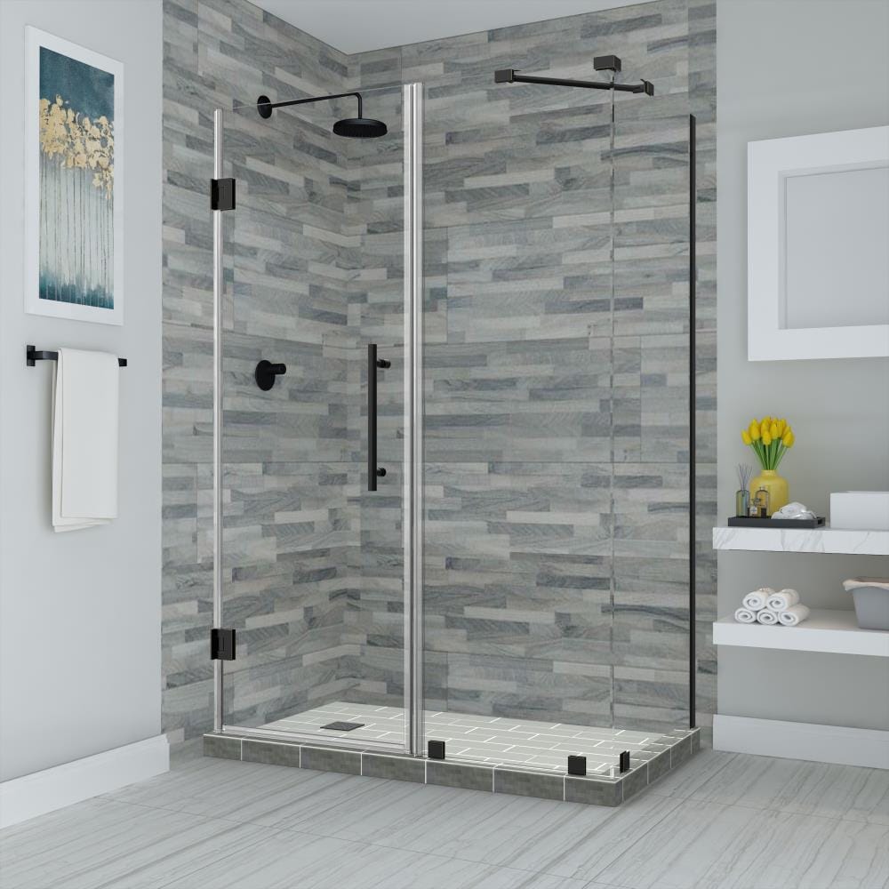 Holcam Eclipse Brushed Nickel 44-in to 48-in x 76-in Frameless Sliding Shower Door Marble | ECSE180BNKCLR4876HS