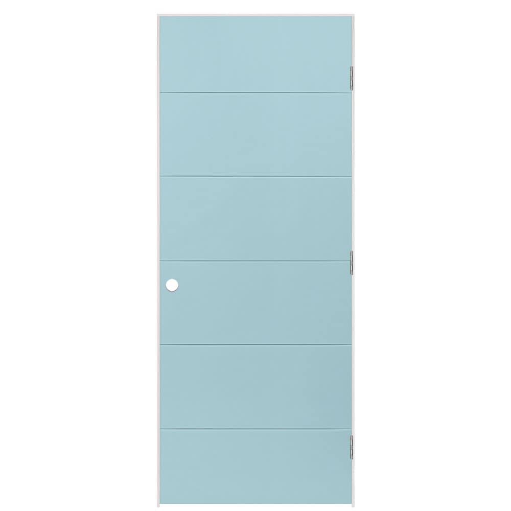 Masonite 1446624 32-in x 80-in Sea Mist Hollow core Flush Left hand Smooth Prefinished Molded composite Flat Jamb Single Prehung Interior Door