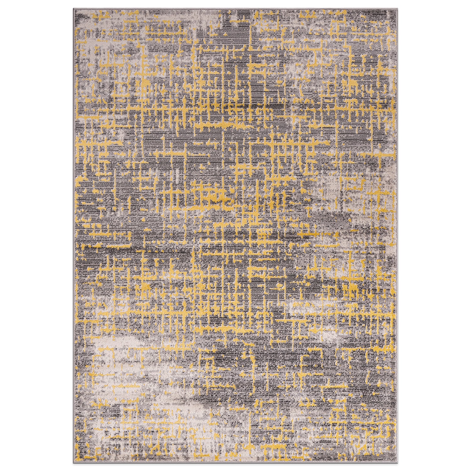 World Rug Gallery 394YELLOW5X7 5 x 7 (ft) Loomed Polypropylene Yellow Rectangular Indoor Abstract Global Area rug