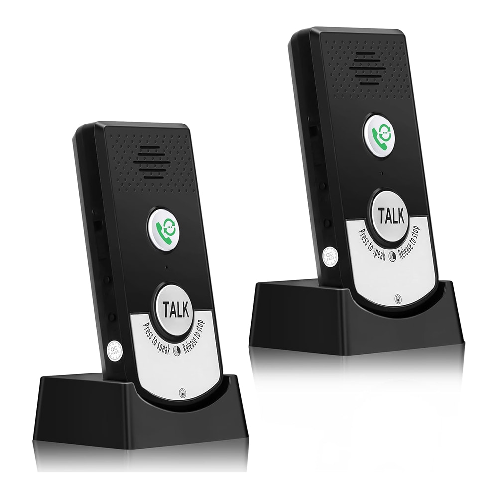 Etokfoks  2 way intercom system with long range 410M to 490M operation twin units doorbell function and power saving design for home hospital