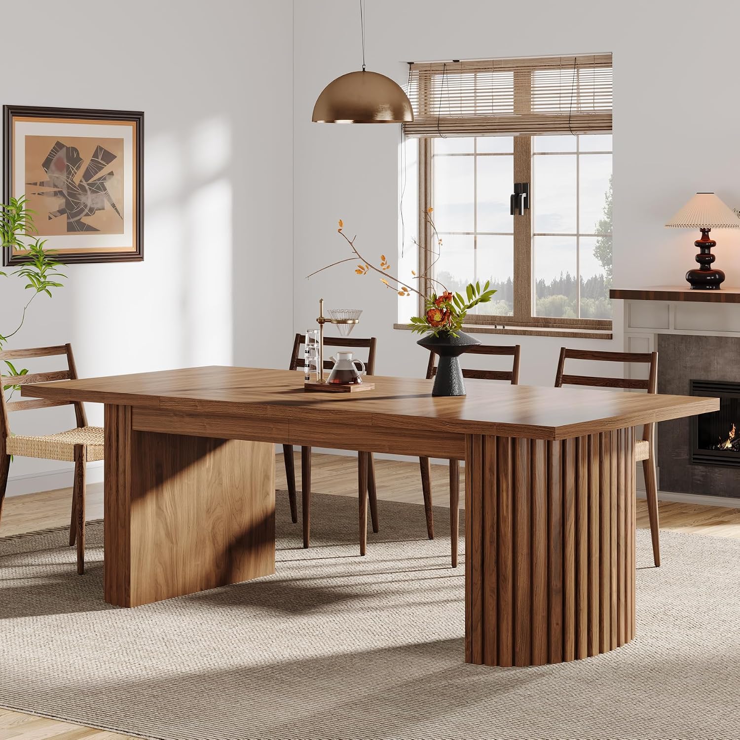 Tribesigns - 78.7 inch W Extra Long Farmhouse Dining Table for 6 to 8 People with Wooden Tabletop...