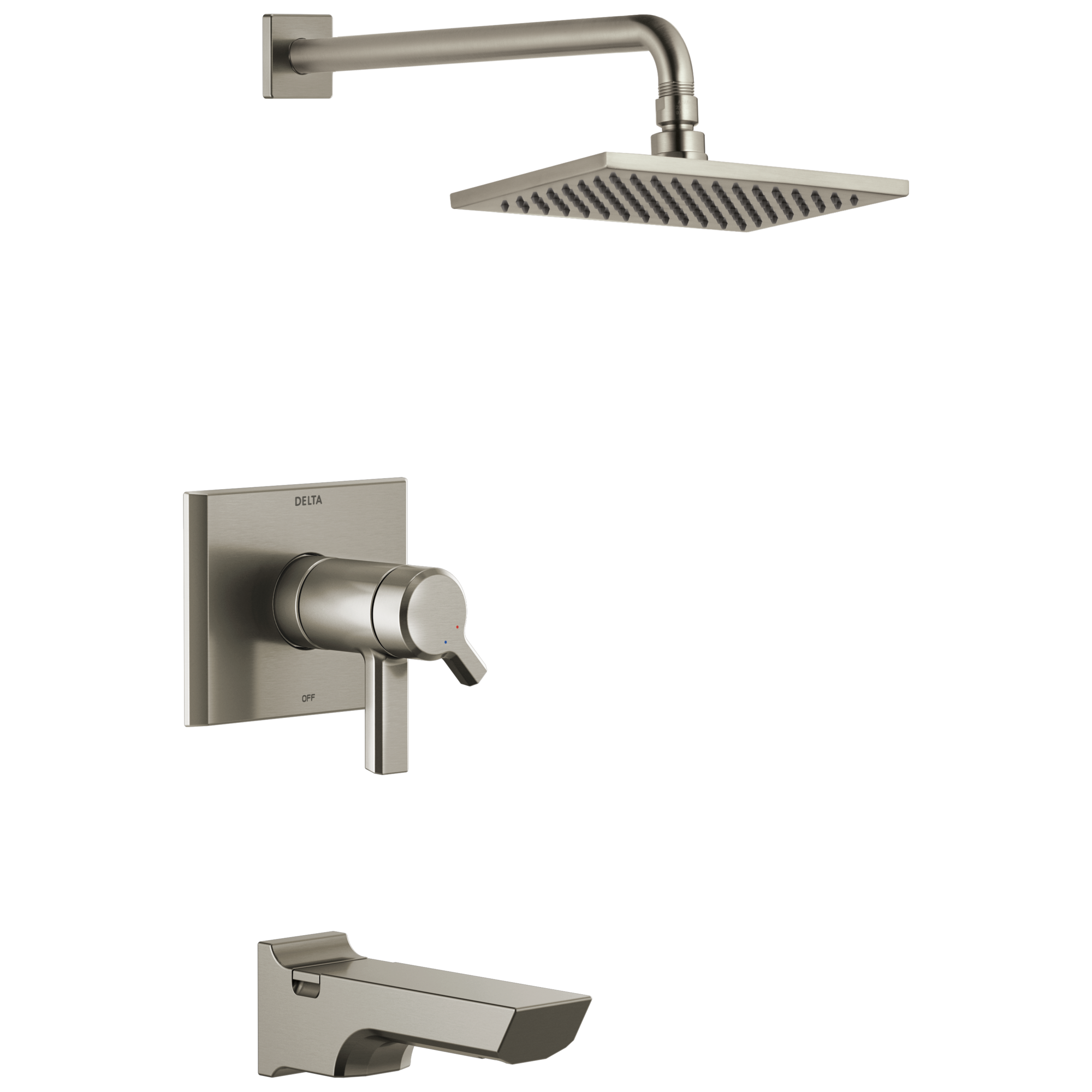 Delta T17T499-SS-PR Pivotal Lumicoat Stainless 2-handle Single function 8.656-Inches Rectangle Bathtub and shower Faucet