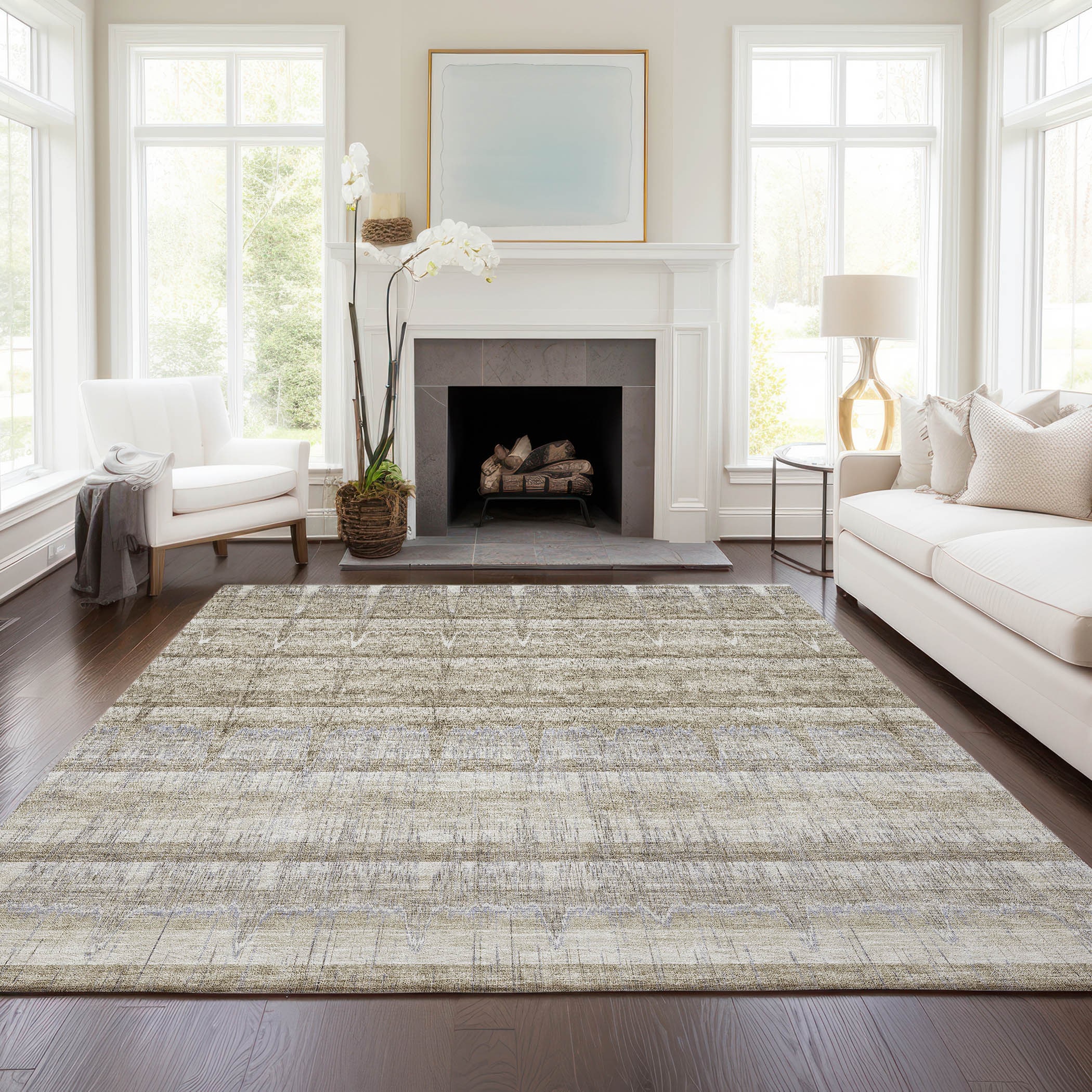 Addison Rugs ACN629TP30X46 Chantille ACN629TP 2 x 3 (ft) Polyester Taupe Rectangular Indoor/Outdoor Geometric Machine washable Area rug