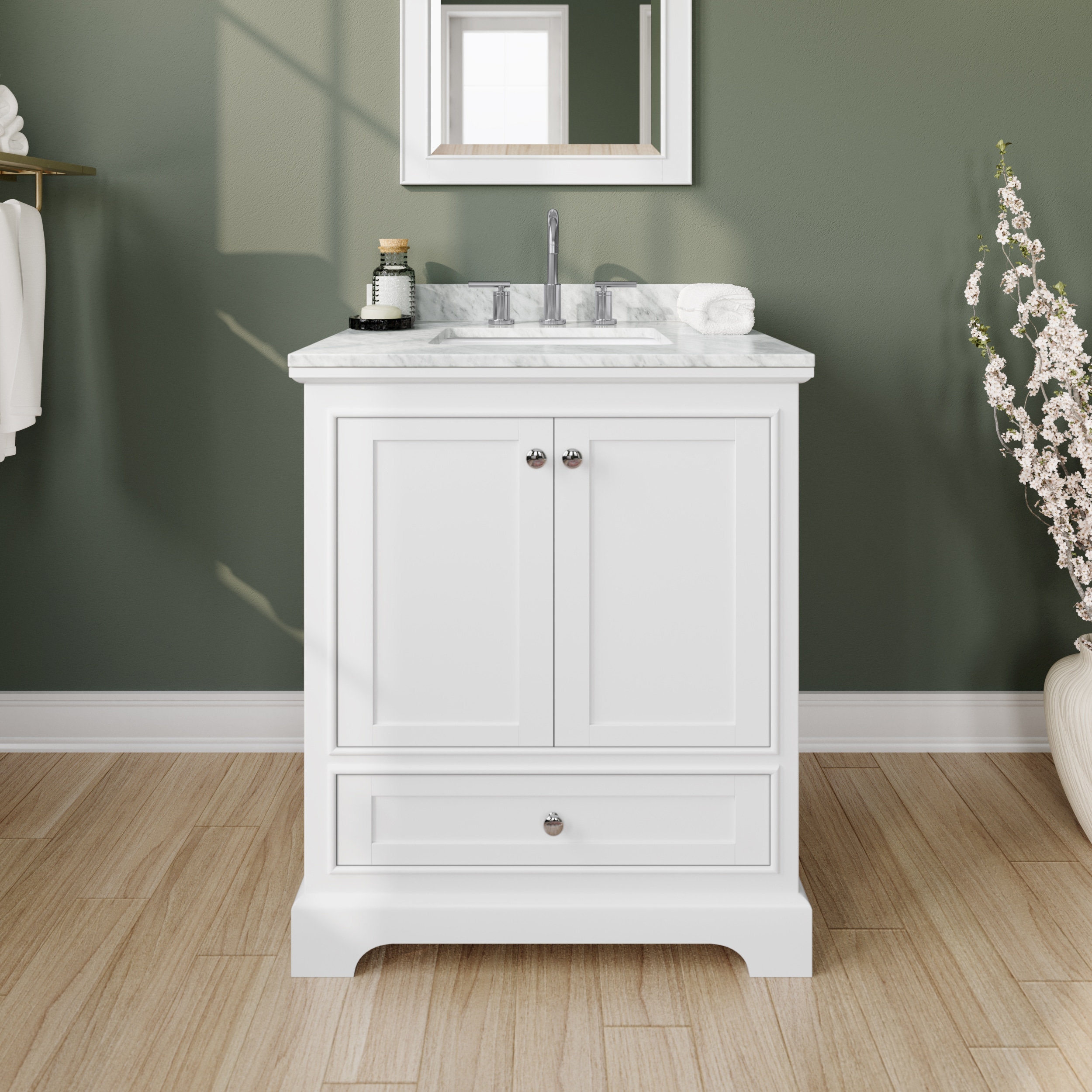 Wyndham Collection - Deborah 30-in White with Polished Chrome Trim Undermount Single Sink Bathroo...