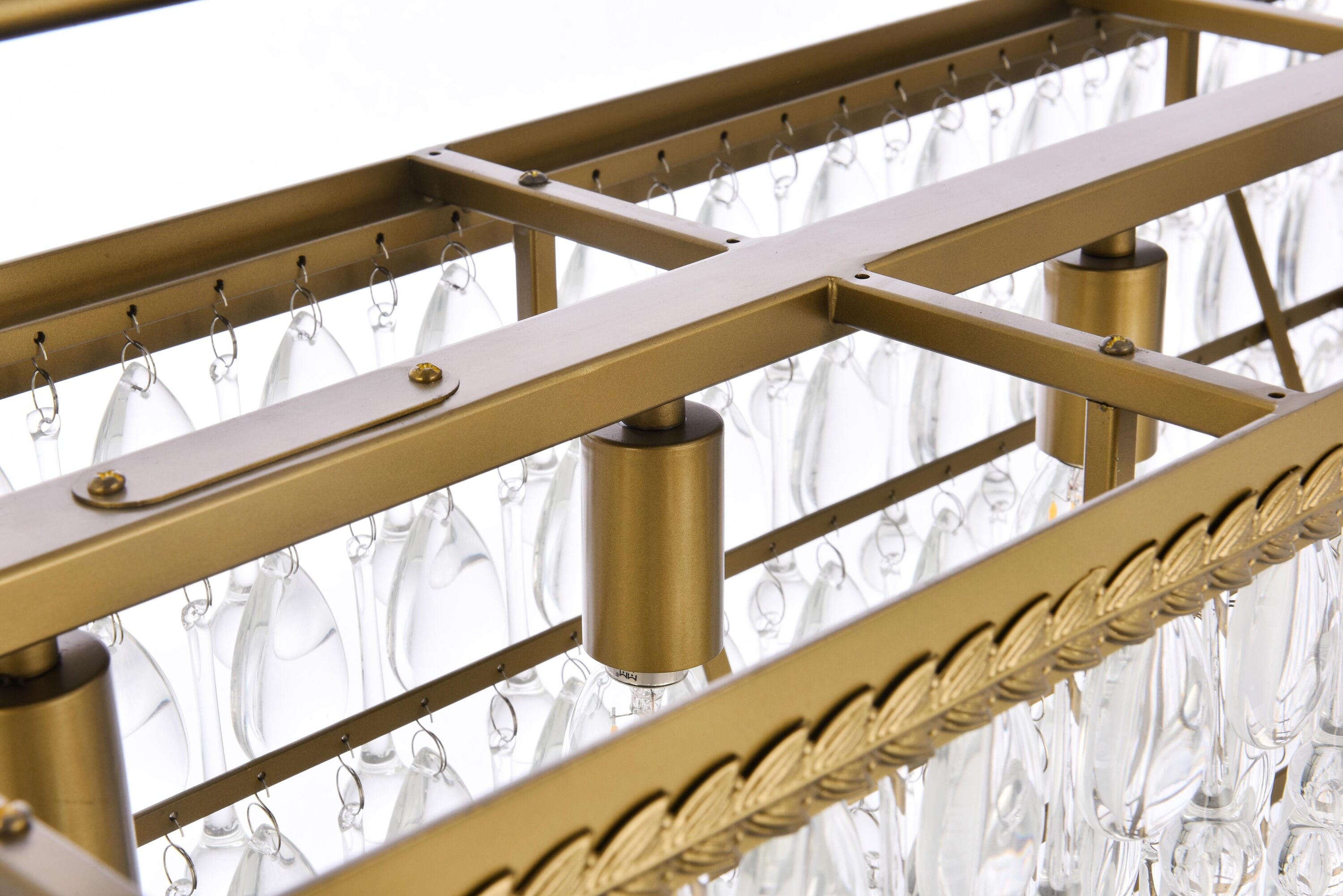 Nordic Brass and Crystal 6-Light Rectangular Pendant