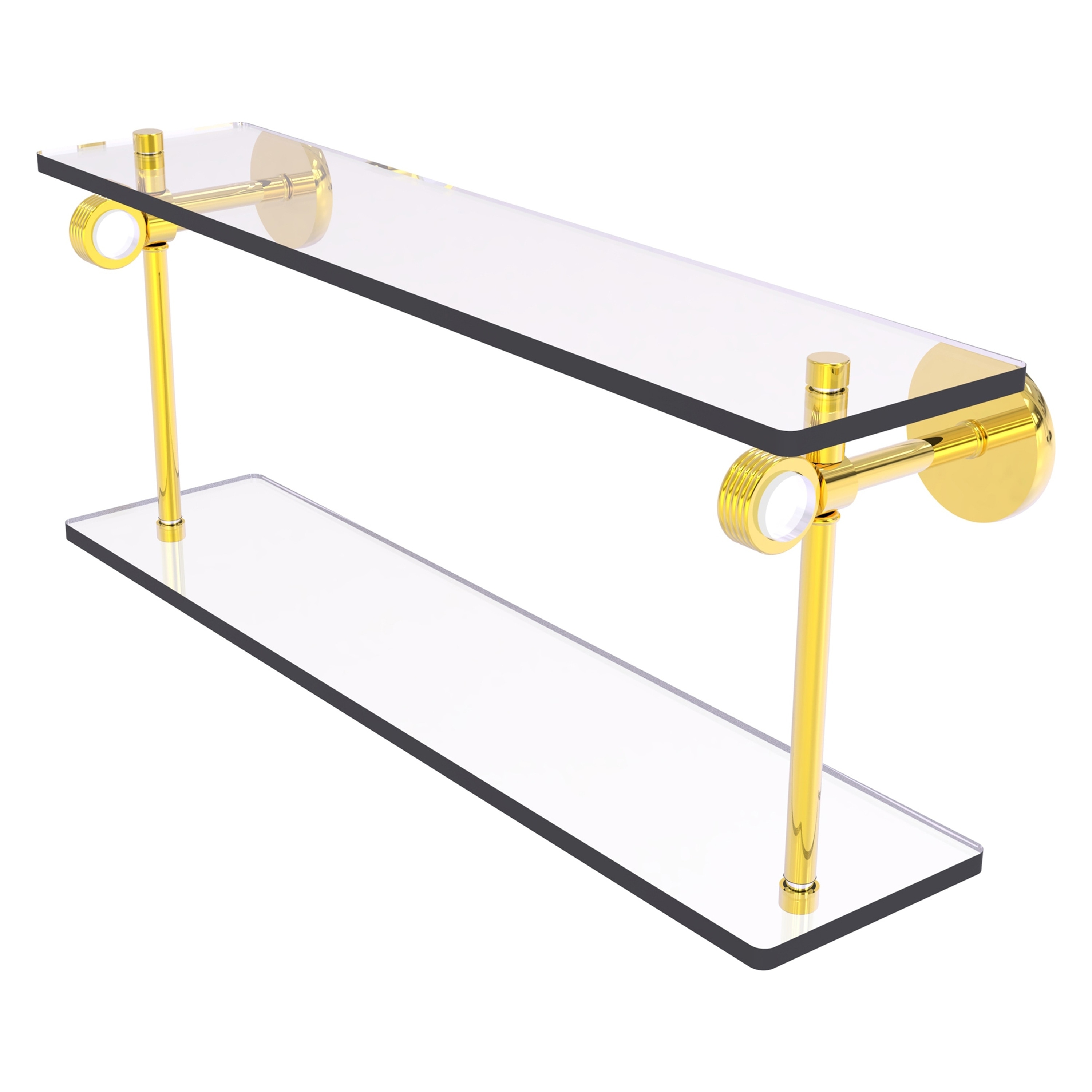 Allied Brass CV-2G-16-PB Clearview Polished Brass 2 -Tier Wall mount Bathroom Shelf ( 16-in x 9.2-in x 5-in )