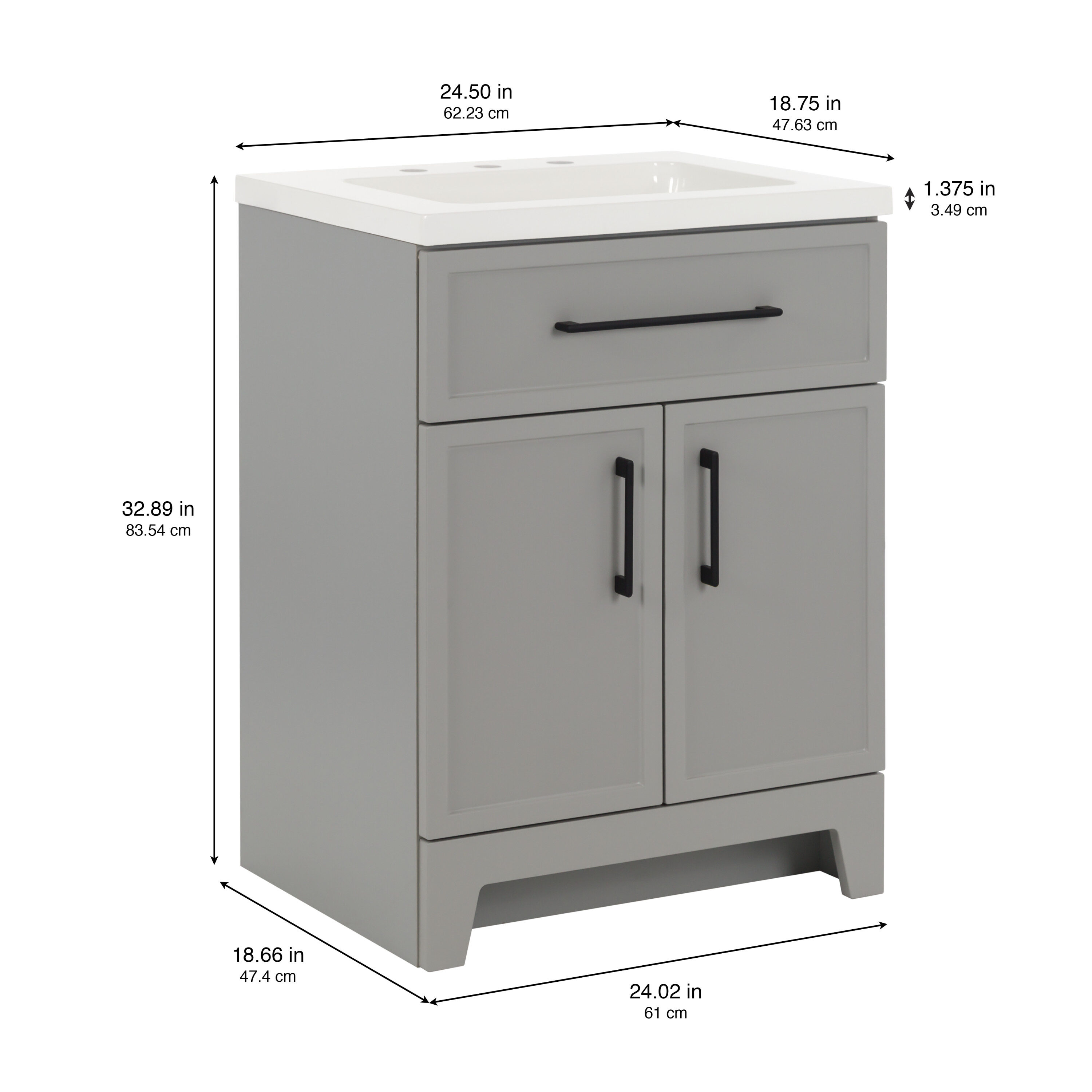 Style Selections Potter 24-in Gray Single Sink Bathroom Vanity with ...