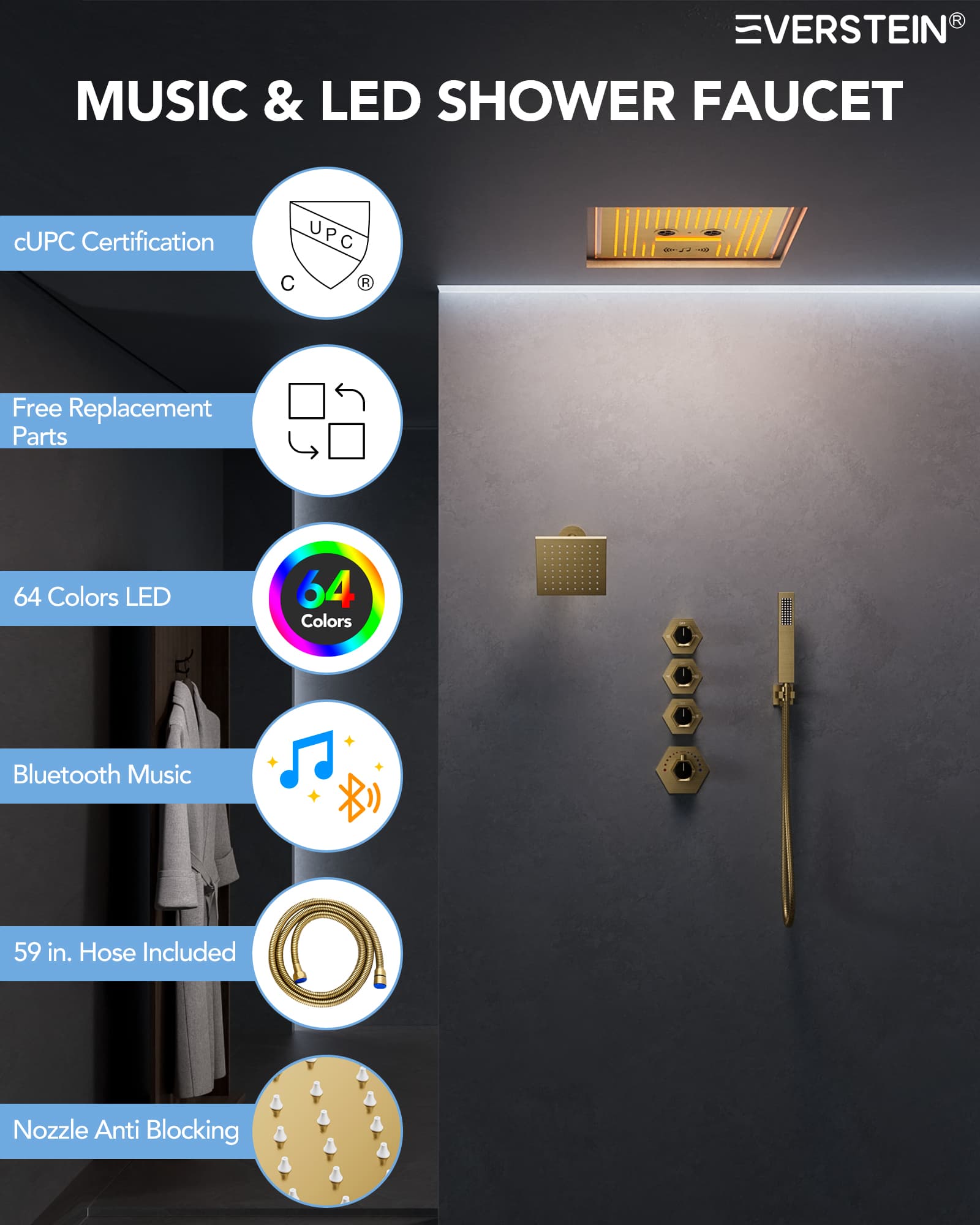 EVERSTEIN SFS-1048-GD16 Tub-Shower-Faucets - View #2