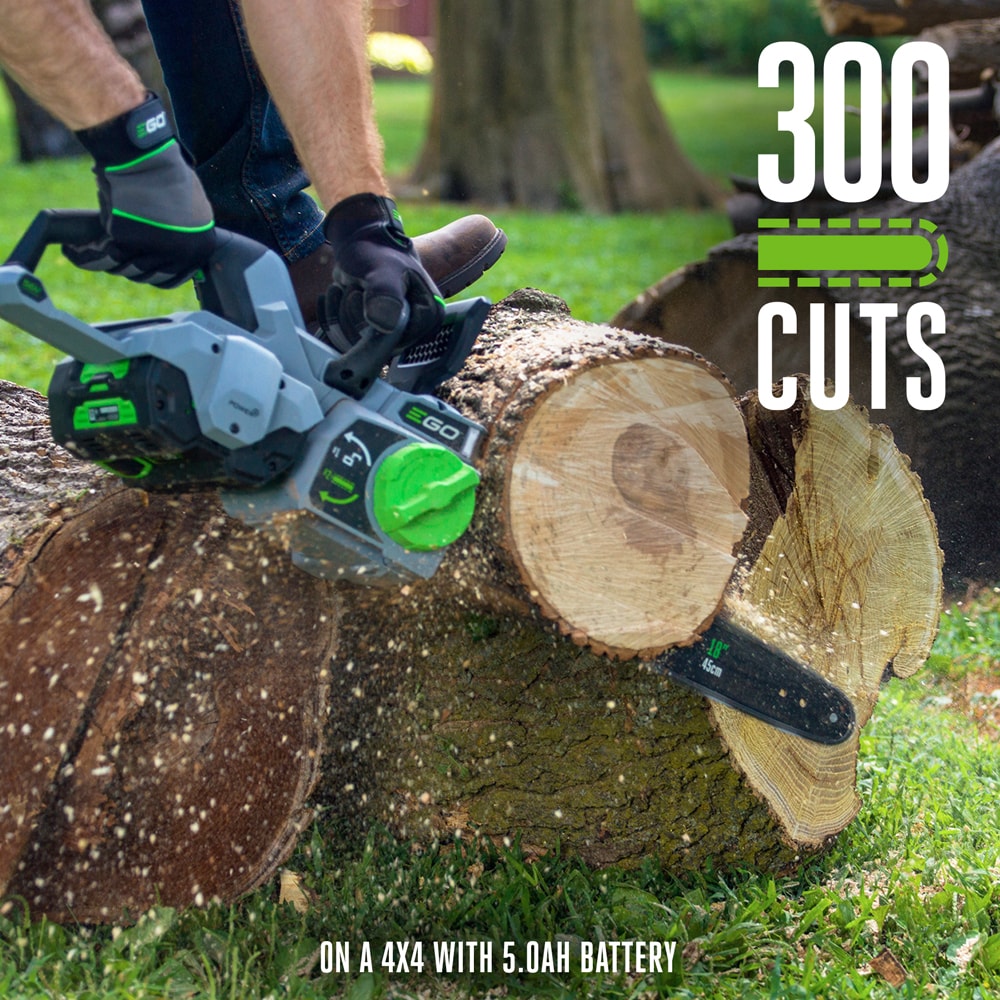 EGO POWER+ 56-volt 18-in Brushless Battery Chainsaw 5 Ah (Battery and Charger in the Chainsaws department at Lowes.com