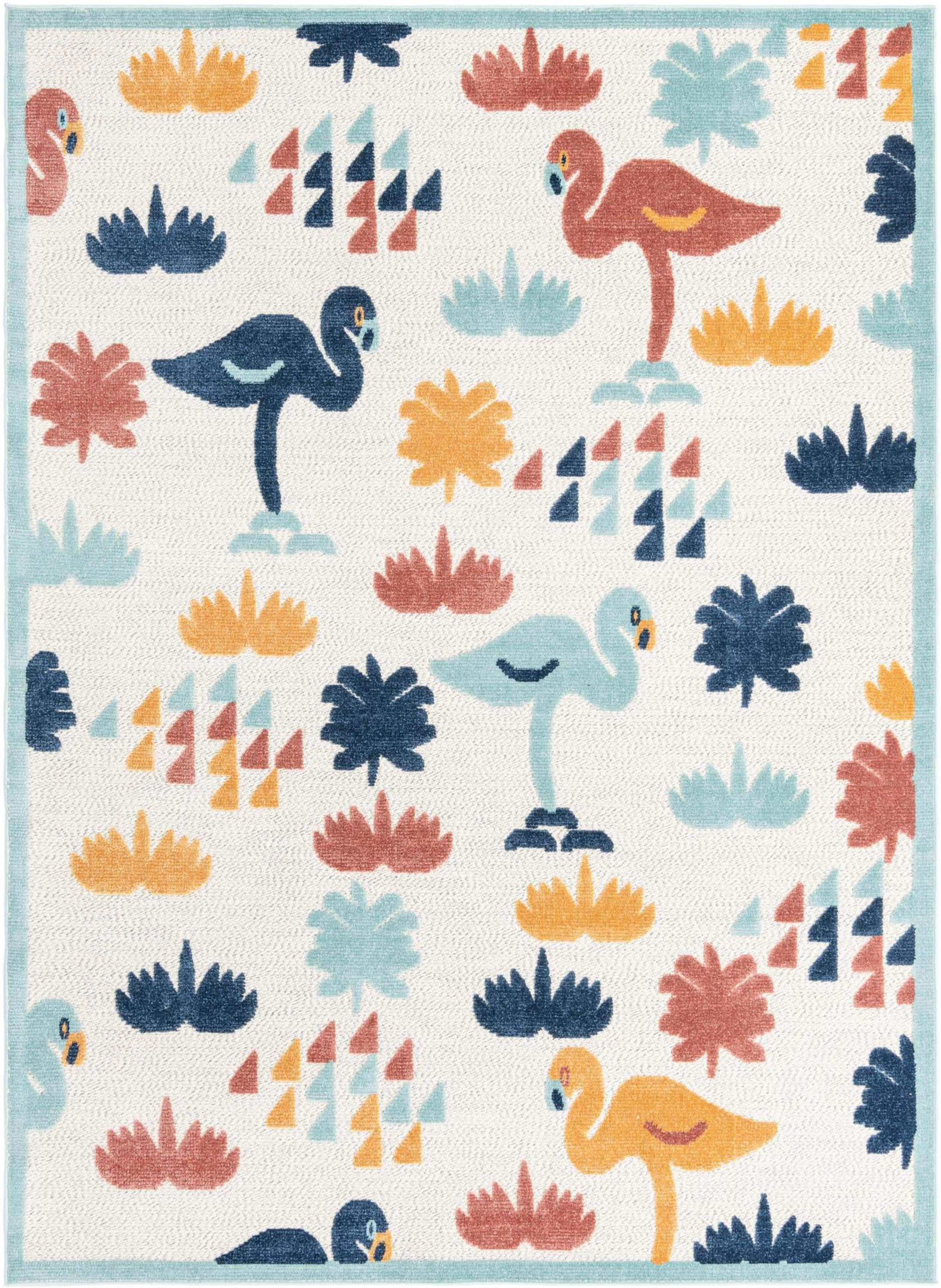 Belize Bliss White Floral 7'x10' Synthetic Outdoor Rug
