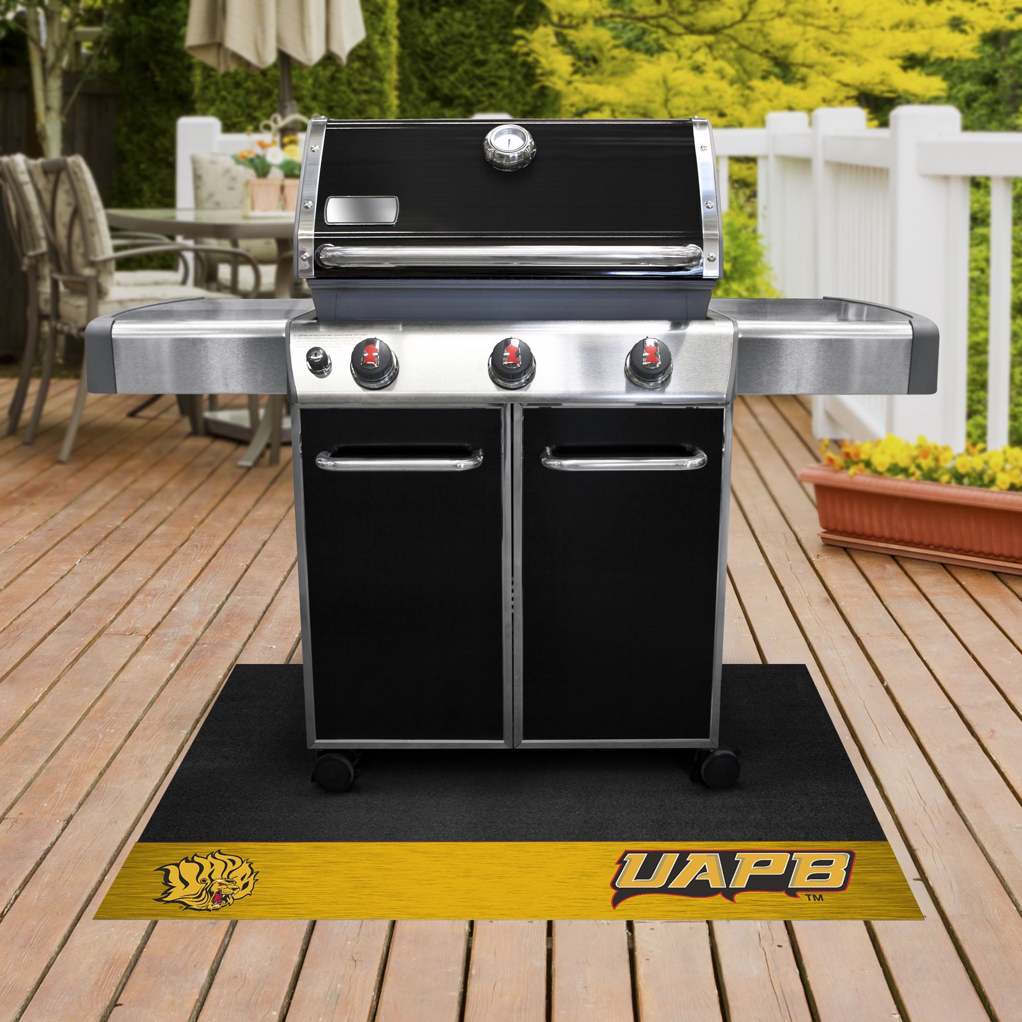 FANMATS 18714 Arkansas-Pine Bluff Golden Lions Grill Mat Black Vinyl Rectangular Grill Mat