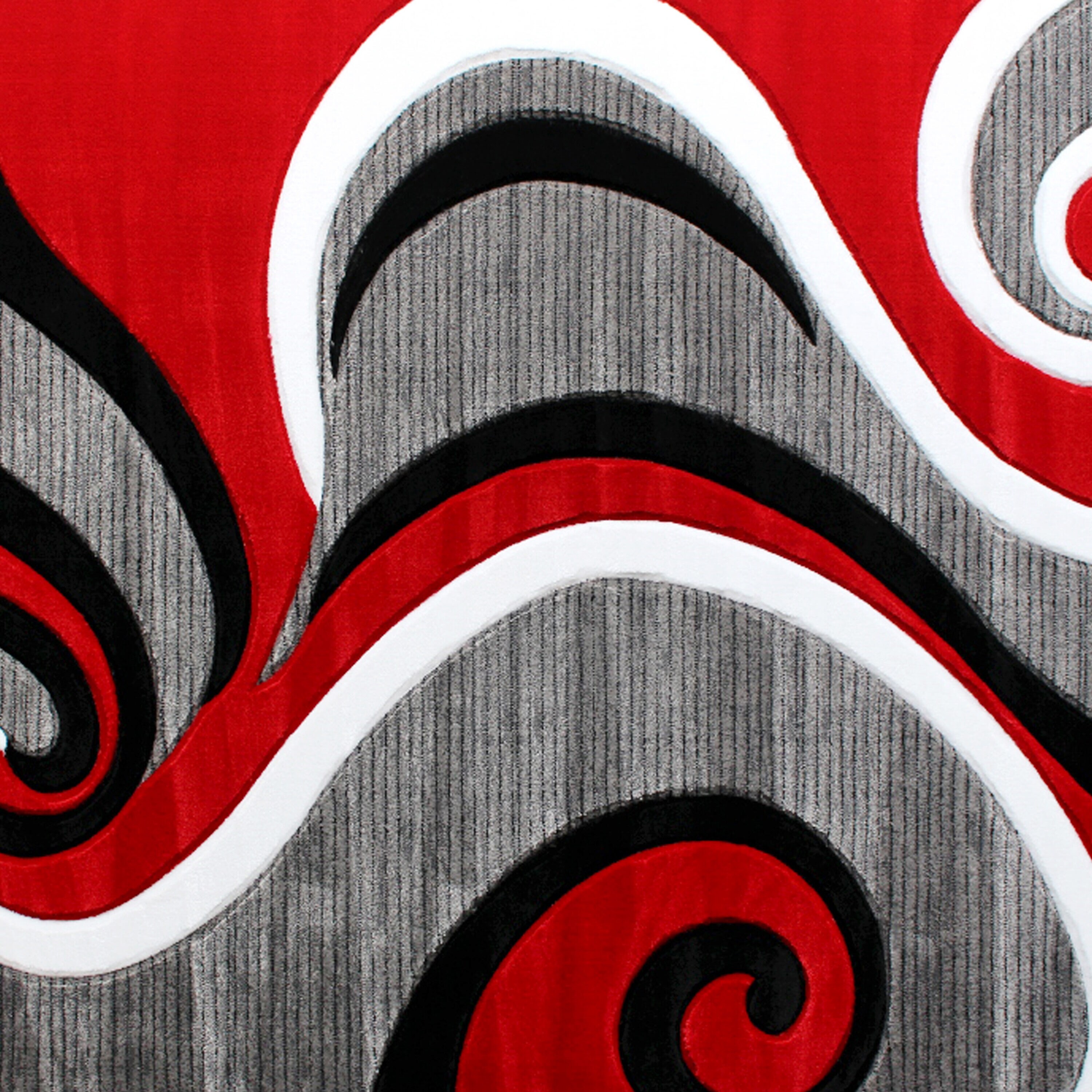 Flash Furniture Willow Modern High-Low Pile Swirled 8' x 10' Red Area Rug - Olefin Accent Rug