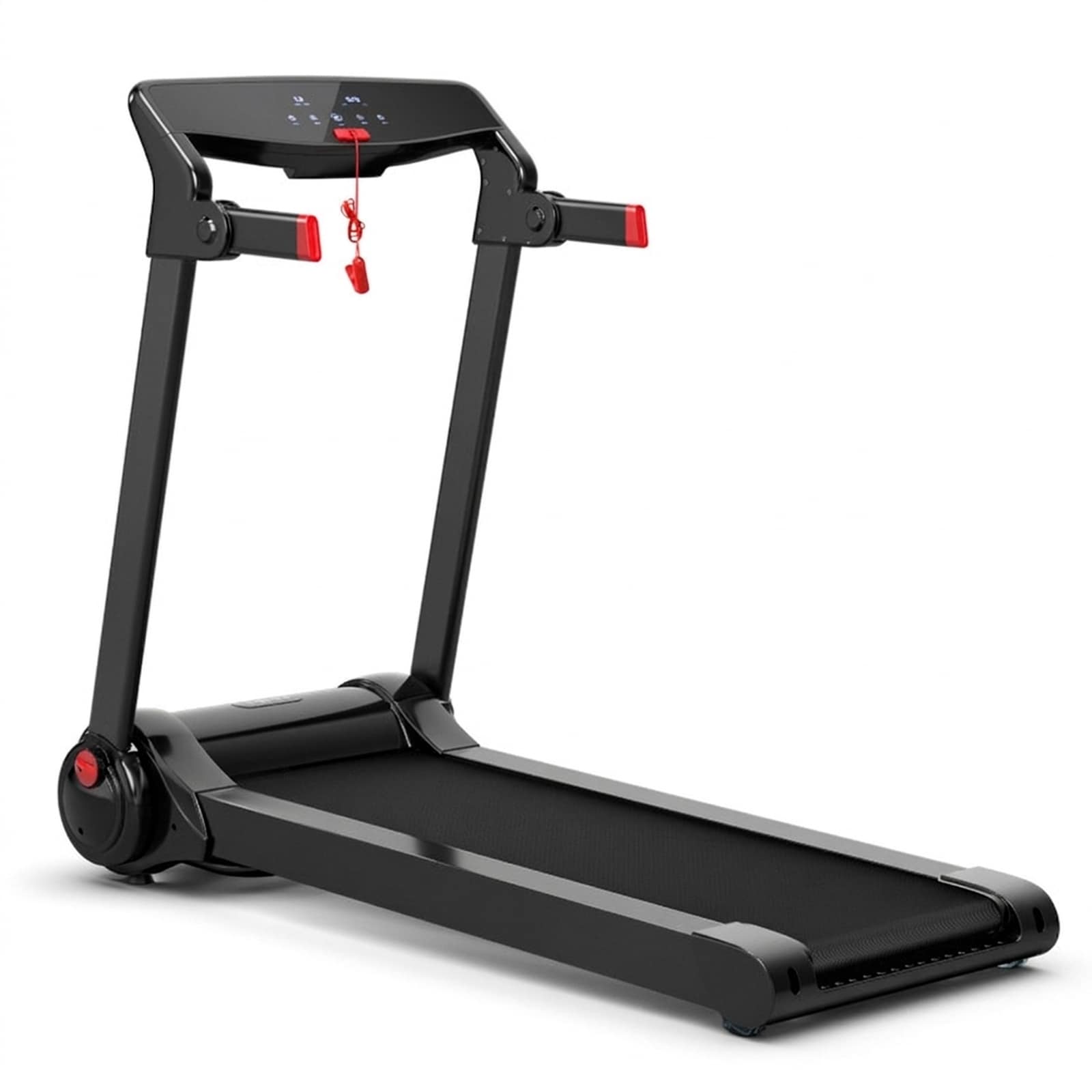 SUGIFT Red 3-HP Electric Folding Treadmill 242.5-lb Cardio Running Machine with 48.5-in Belt 12.8-MPH Speed HD Display and Bluetooth for Home Gym