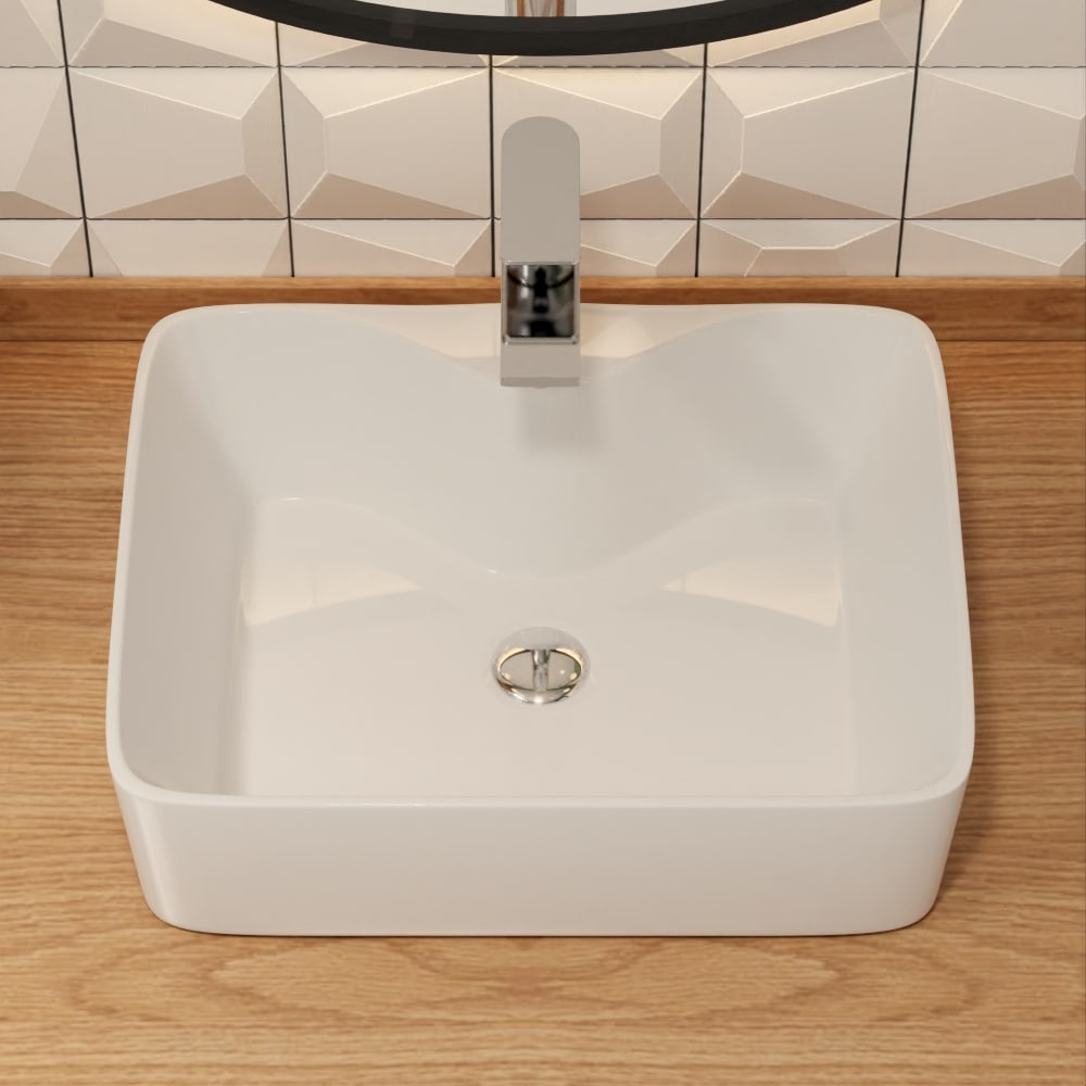 Ally 19" x 15 White Ceramic Rectangular Above-Counter Vessel Sink