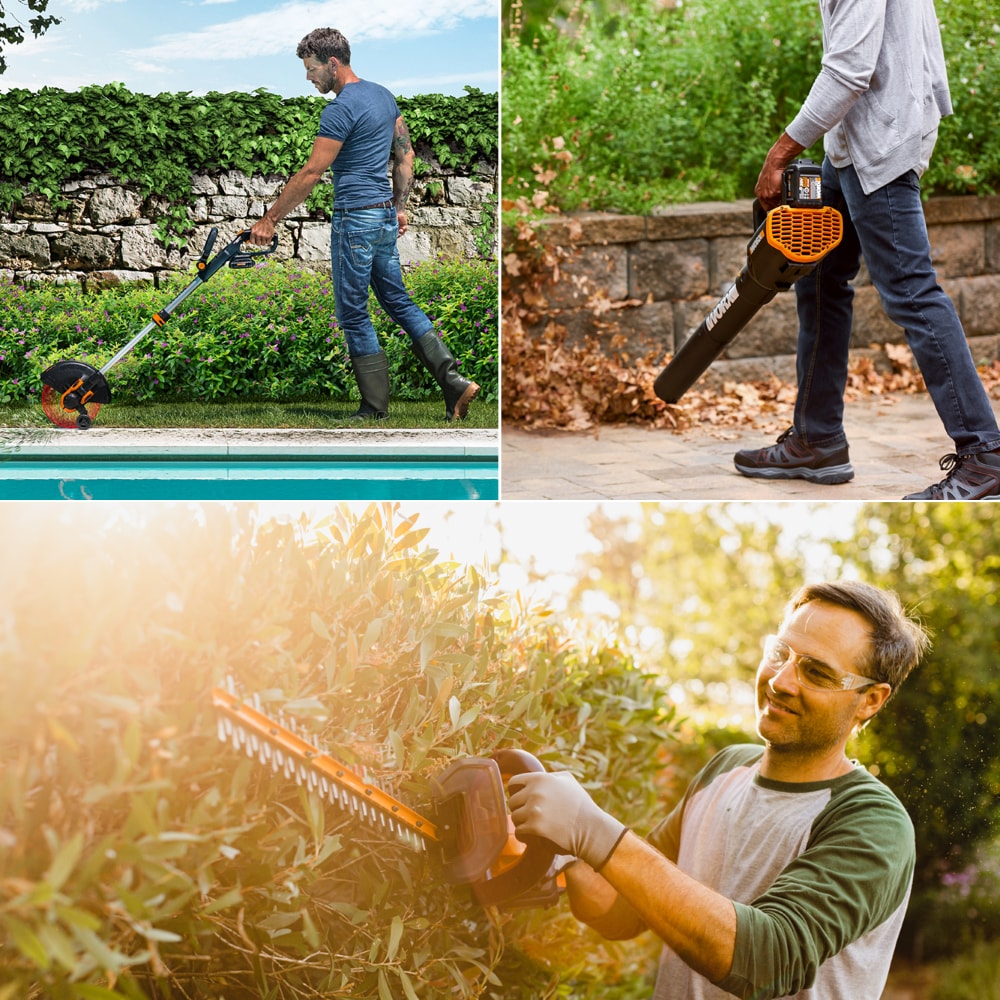 WORX WG931 Power Share 20-volt max Cordless Battery String Trimmer and Leaf Blower and Hedge Trimmer and 2 Ah (Battery Included) (Charger Included)