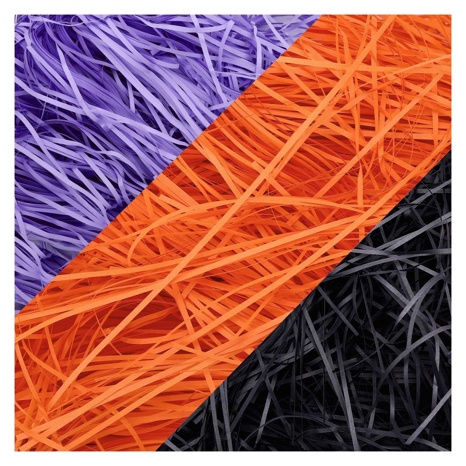 LAIFUCAM  Halloween Crinkle Paper Filler 200g Black Orange Purple Decorative Shredded Paper for Gift Baskets and Holiday Packaging