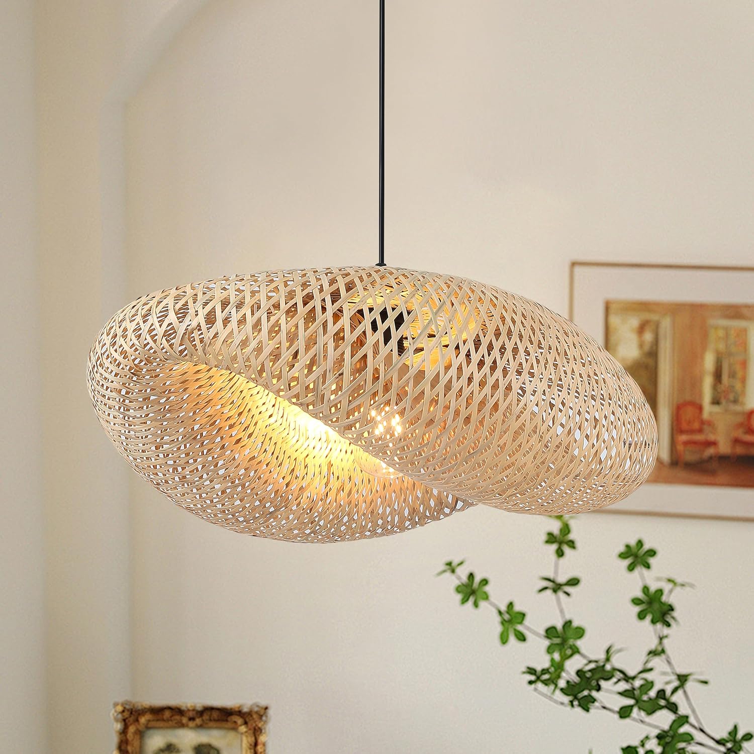 Zompoo HBAMBOOLUX 1 -Light Yellow Metal Chandelier