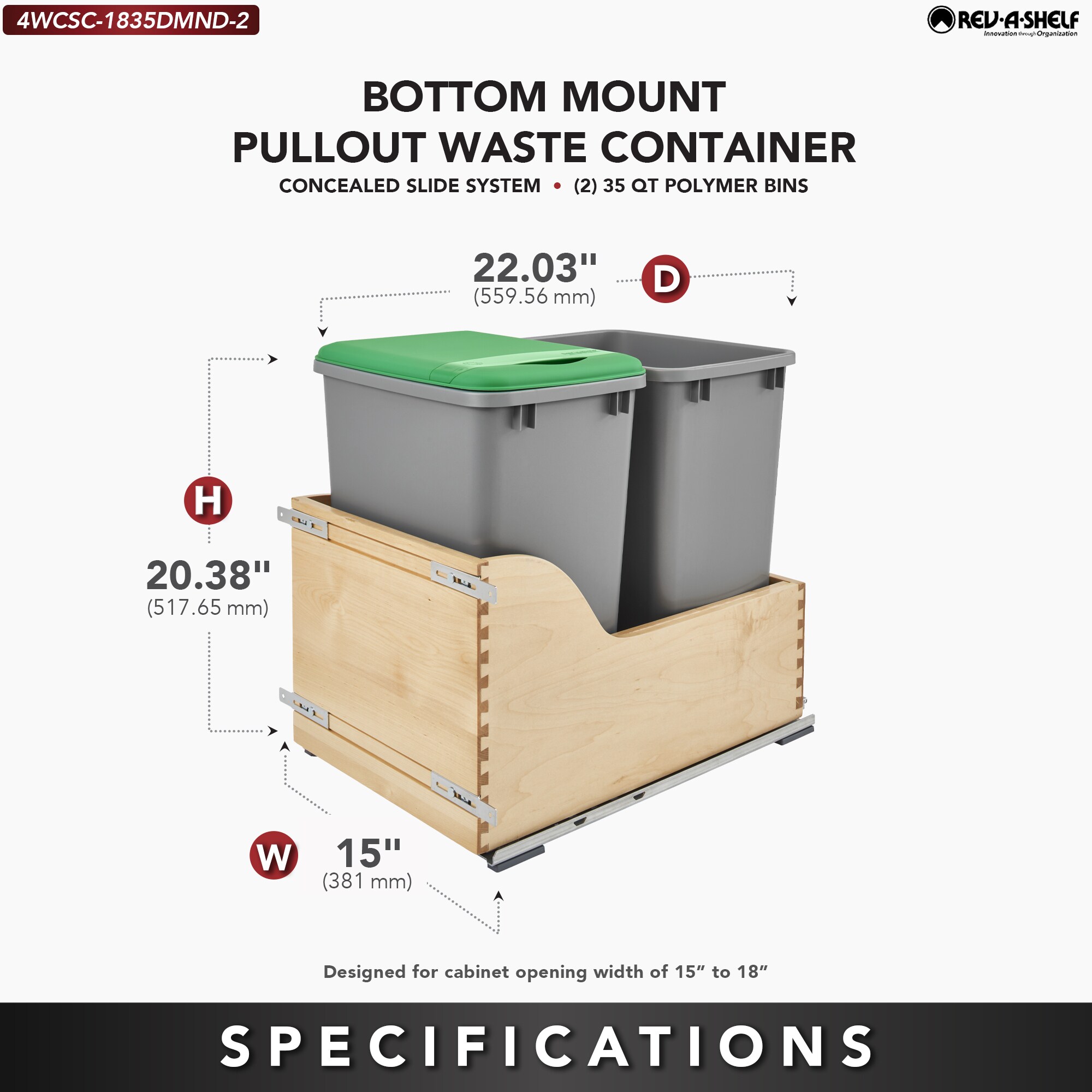 Rev-A-Shelf 252021 Pullout-Trash-Cans - View #2