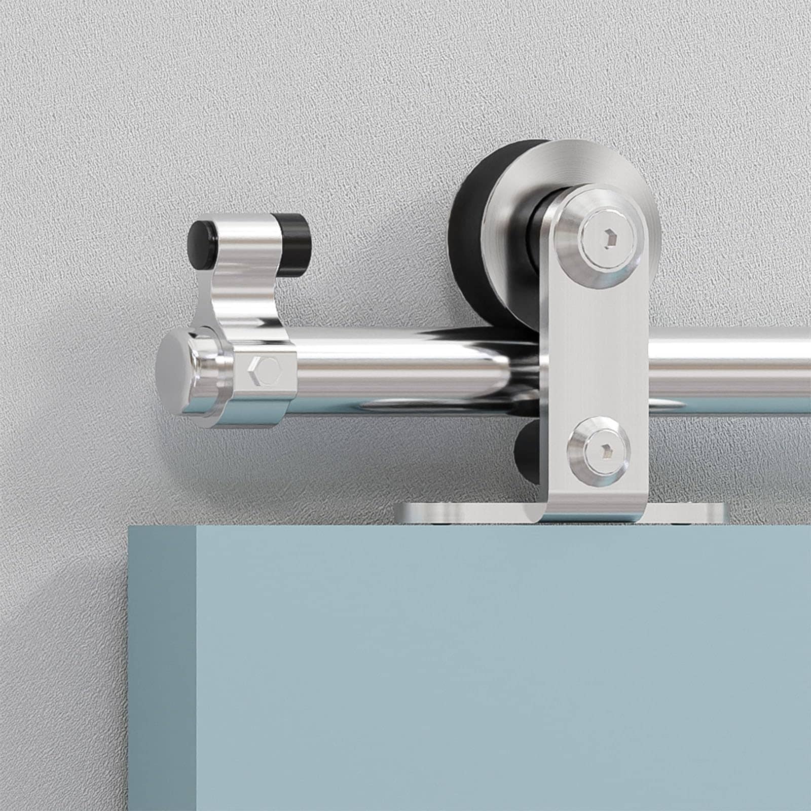 Phyfalip 6FT Top Mount Sliding Barn Door Hardware Kit Stainless Steel Track Fits Single Wood Door 1 316 to 1 58 Inch Thick Max 220 lb Kit #LPF0502Q52