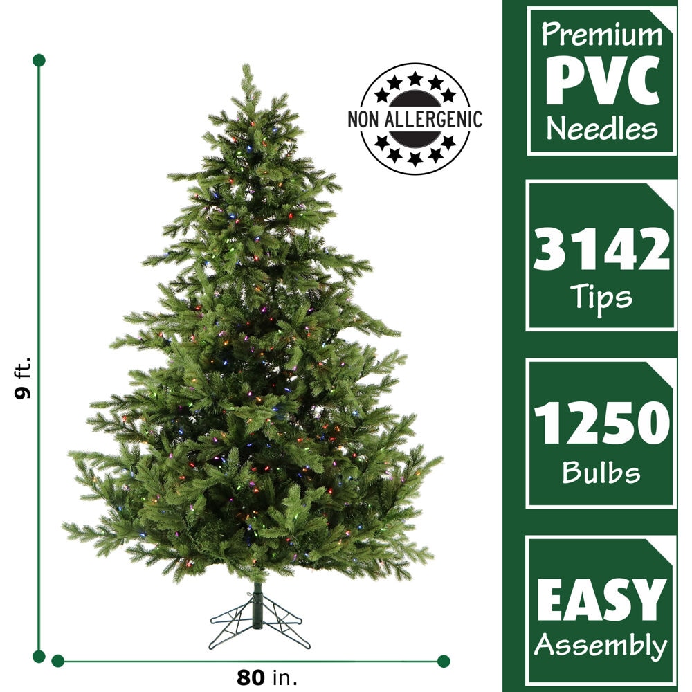 Fraser Hill Farm 9-ft Foxtail Pine Pre-lit Artificial Christmas Tree ...