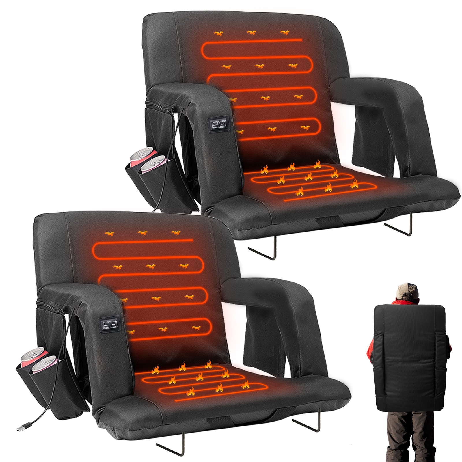 Esazn KTY-H-D-LYU 2 -Pack 21x 15.7 Polyester Heated bleacher seat