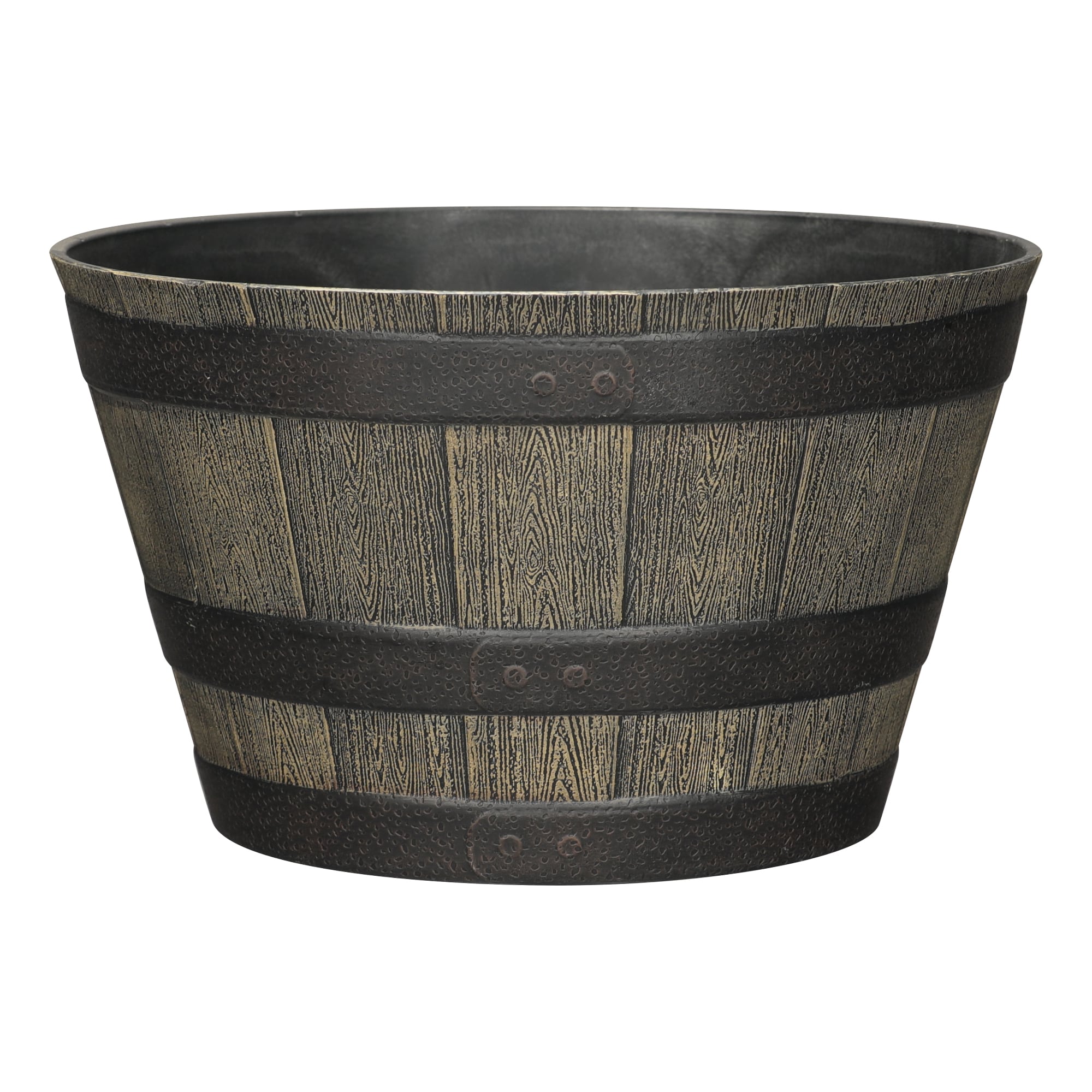 Style Selections 19.29-in W x 19.29-in L x 12.13-in H Brown Recycled plastic Round Indoor/Outdoor Planter