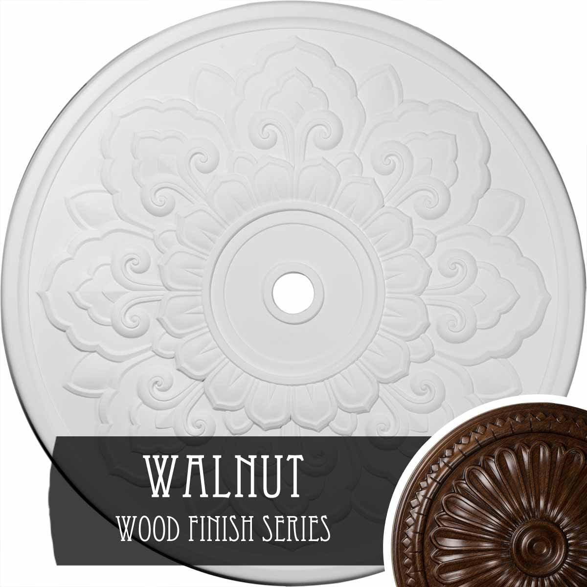 Ekena Millwork CM50LOWAS Lorry 51-in W x 51-in L Walnut Polyurethane Ceiling Medallion