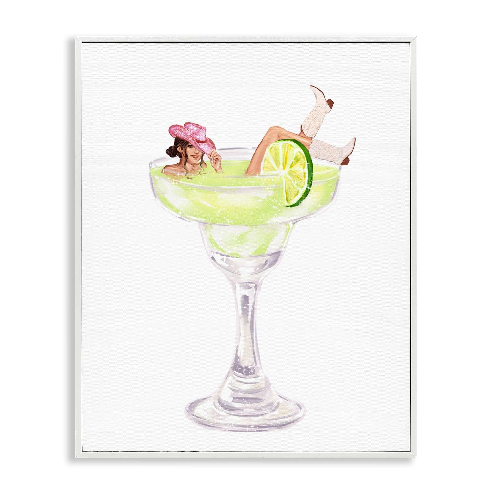 Stupell Industries  Cowgirl Lounging in Cocktail White Framed Giclee Art By Ziwei Li 11 x 14