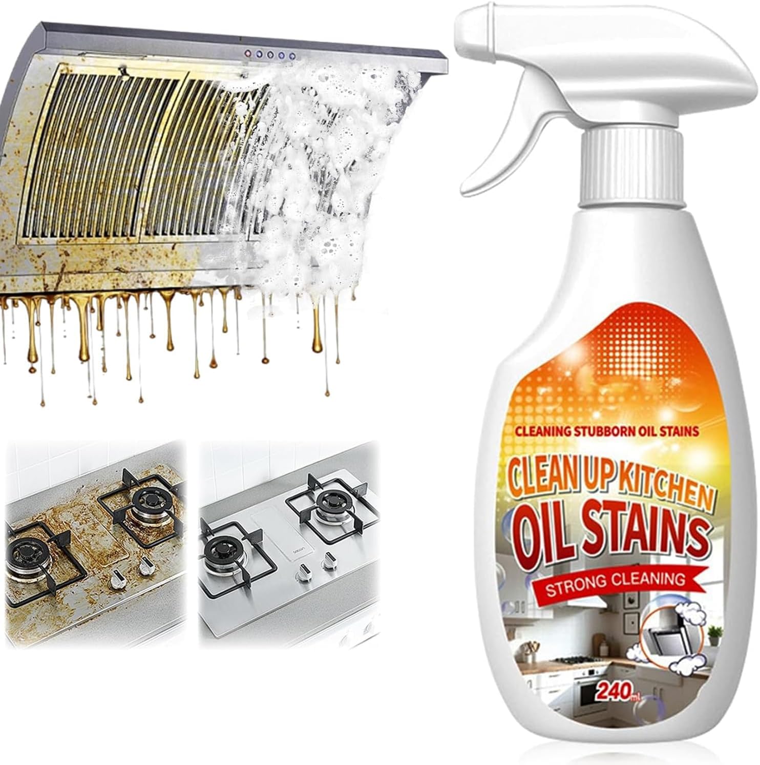 LAIFUCAM - Kitchen Degreaser Spray Multi Purpose Oil Stain Cleaner for Countertops Stoves Ovens ...
