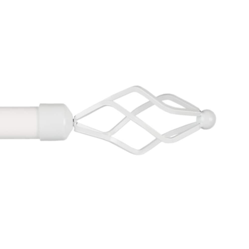 Exclusive Home RD014886DSEHB1 A147 66-in to 120-in Off White Iron Single curtain rod with Finials