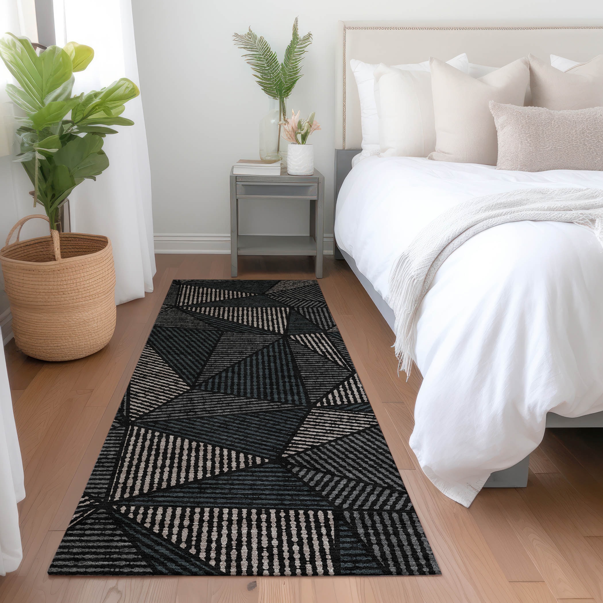 Addison Rugs ACN618BK2X8 Chantille ACN618BK 2 x 7 (ft) Polyester Black Rectangular Indoor/Outdoor Abstract Machine washable Runner rug