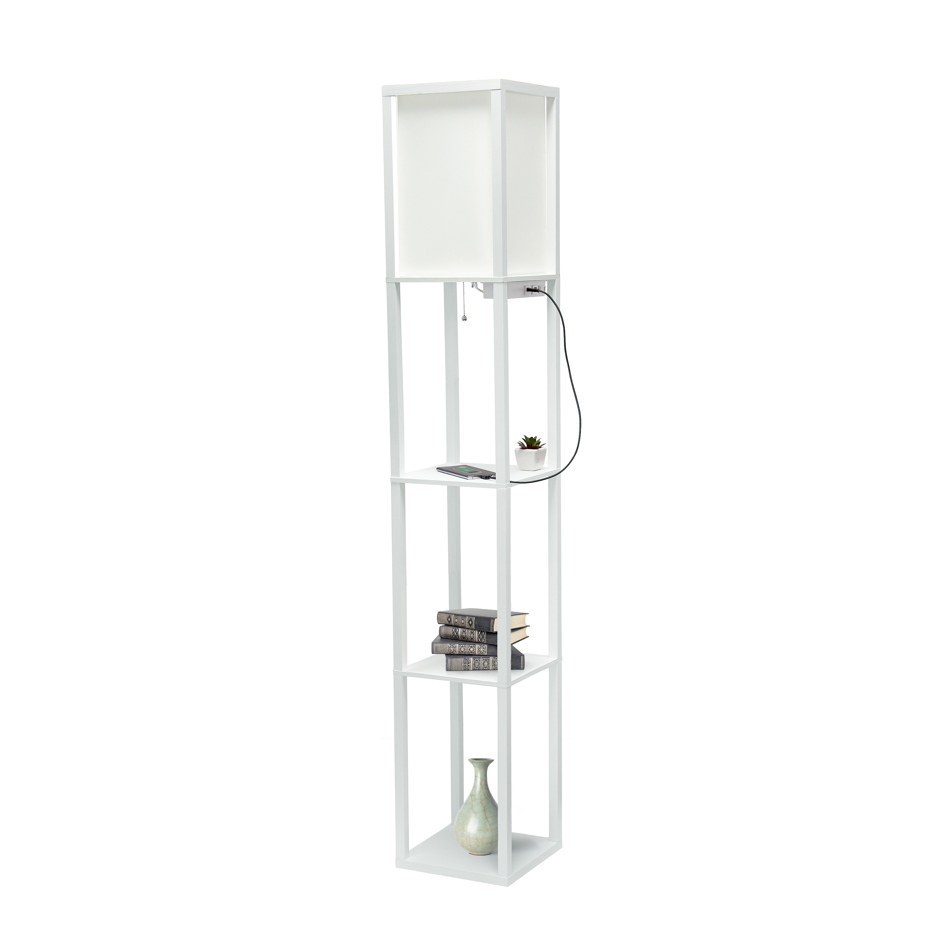 Classix White 62.5" 3-Tier Shelf Floor Lamp with LED Bulb